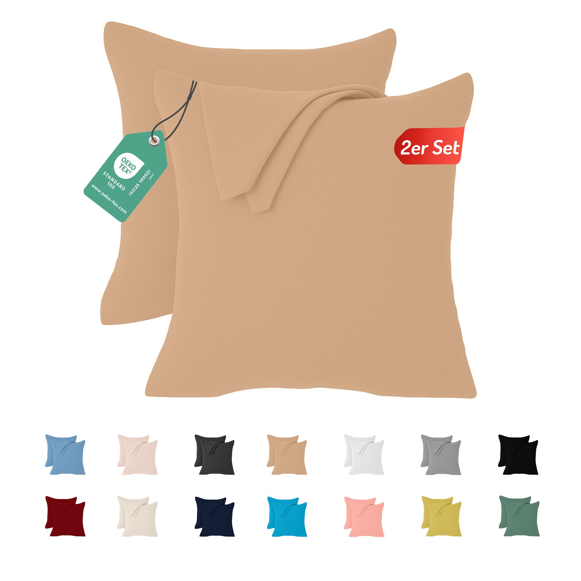 livessa Kissenbezug 2er Set Kissenbezug - Verdeckter Reißverschluss - Kopfk günstig online kaufen