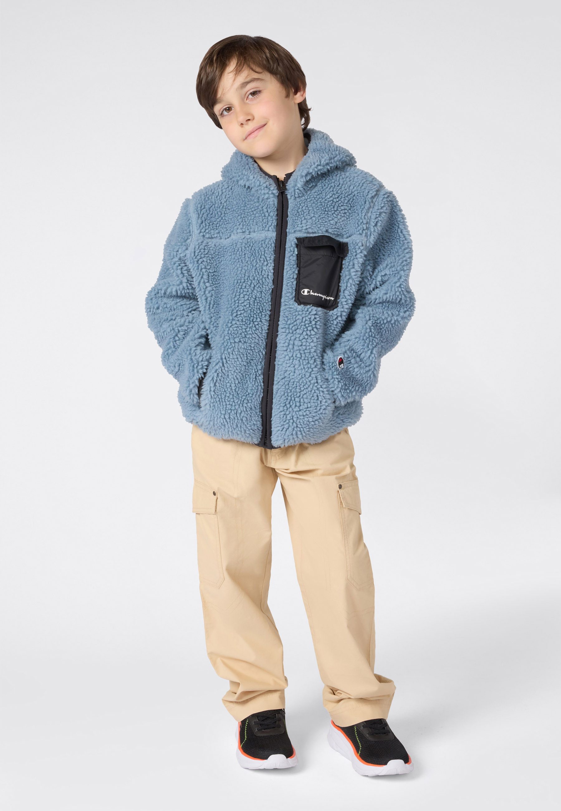 Champion Fleecejacke Polar Hooded Full Zip Top für Kinder und Jugendliche, sportlicher Stil, mit Kapuze