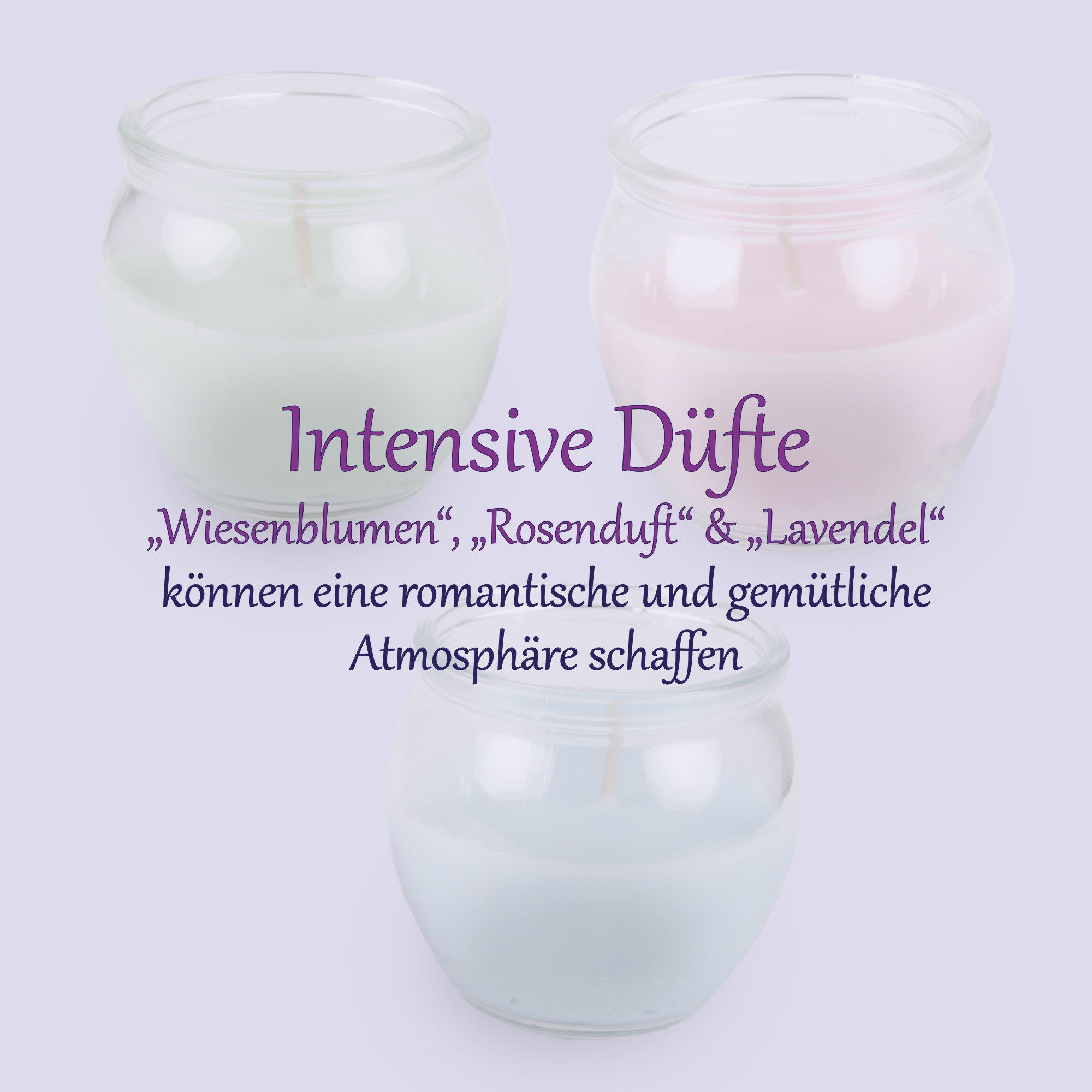HS Candle Duftkerze Selection Duftmix im Glas (12-tlg), Romantic, Duftnote floral, Ø6x6cm, 18h, für romantische Momente – Bild 3 von 5