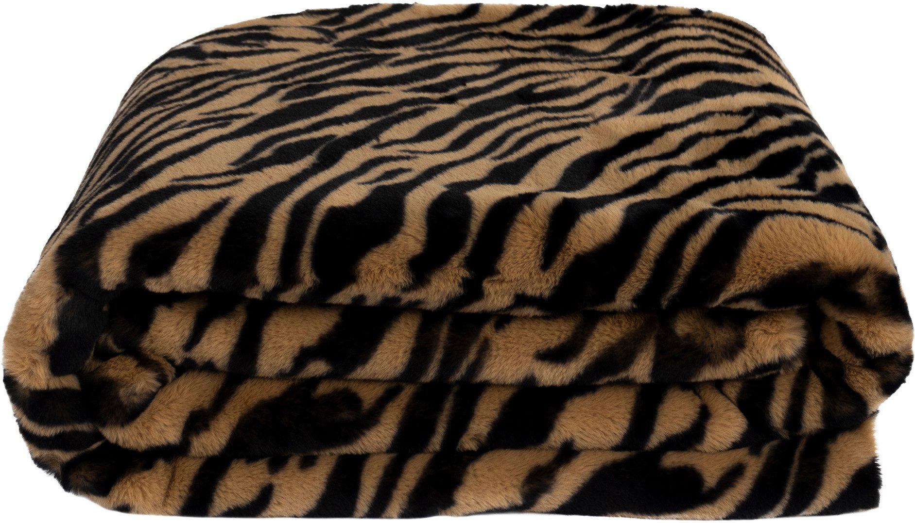 Wohndecke Reborn Tiger, ZOEPPRITZ1828, luxeriöse Kunstfelldecke in Tiger Optik