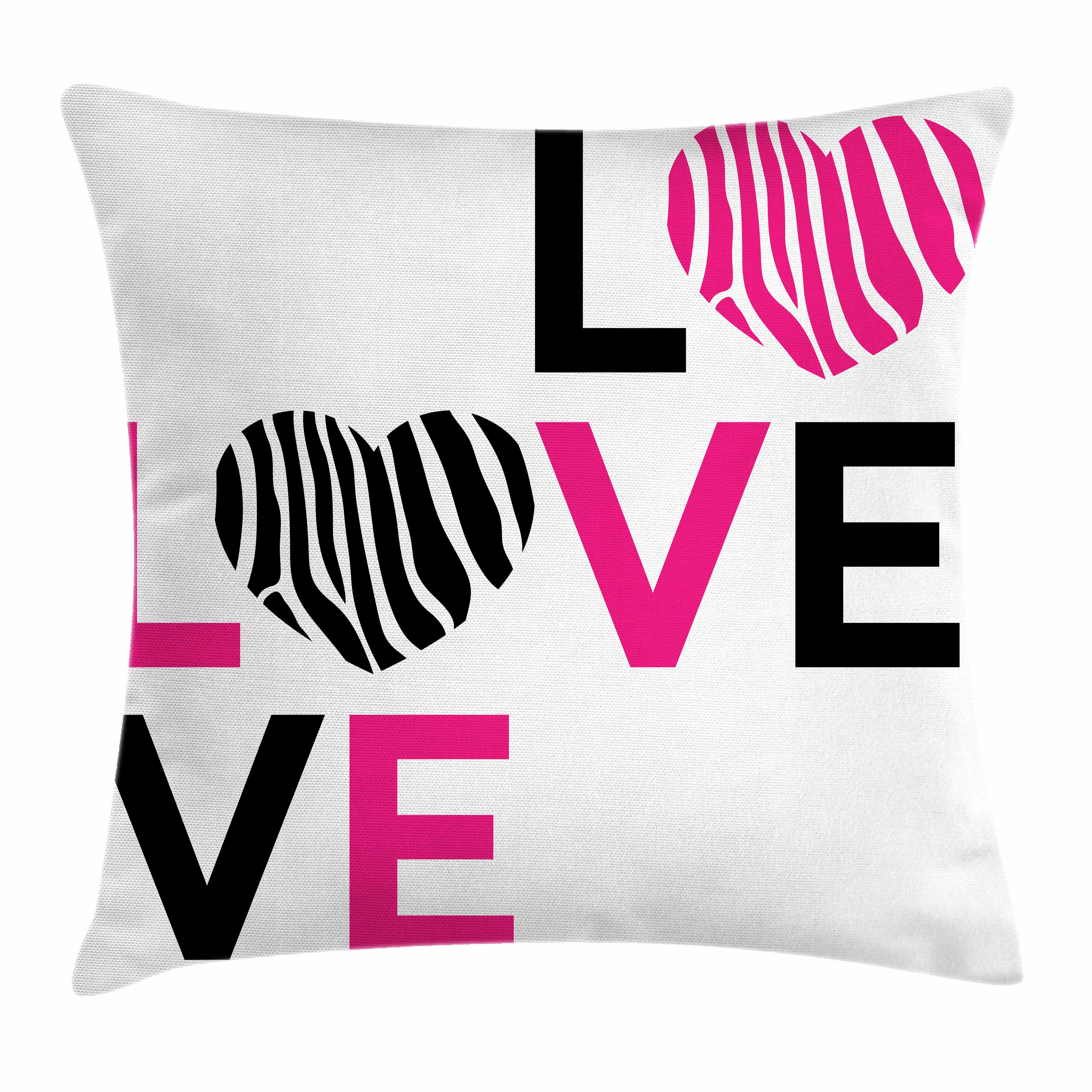 Kissenbezüge Waschbar mit Reißverschluss Kissenhülle mit Farbfesten Klaren Farben Beidseitiger Druck, Abakuhaus (1 Stück), rosa Zebra Zebra-Streifen-Herzen