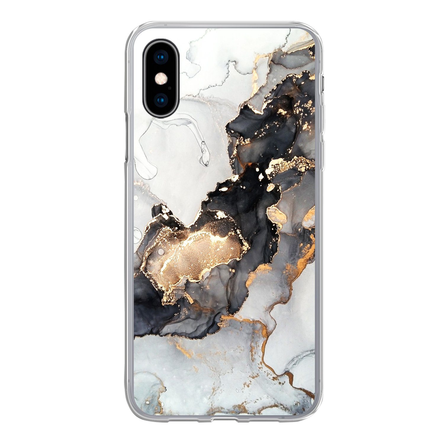 Handyhülle für Apple iPhone X Marmor - Schwarz - Weiß - Gold - Luxus - Abstrakt