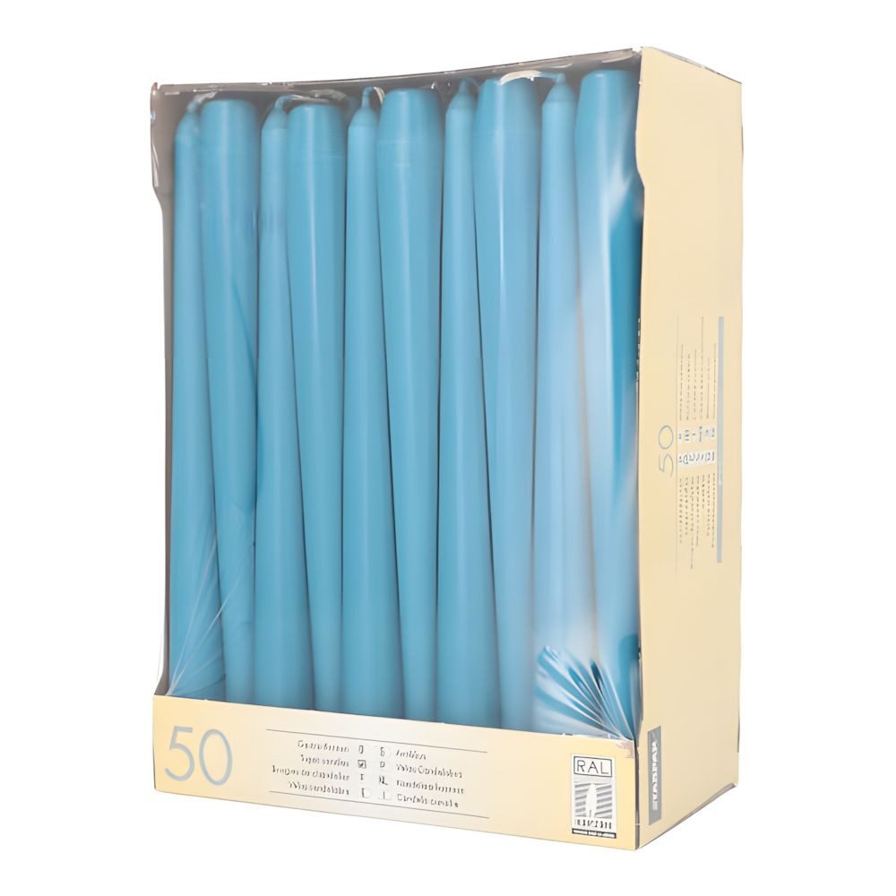 PAPSTAR Spitzkerze Leuchterkerzen Ø 2,2 cm, 25 cm türkis 50 Stk