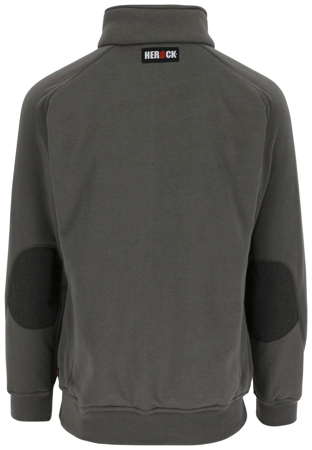 Herock Stehkragenpullover Othello sweater Weich, Taschen reine langem 3 Baumwolle, mit aus Reißverschluss