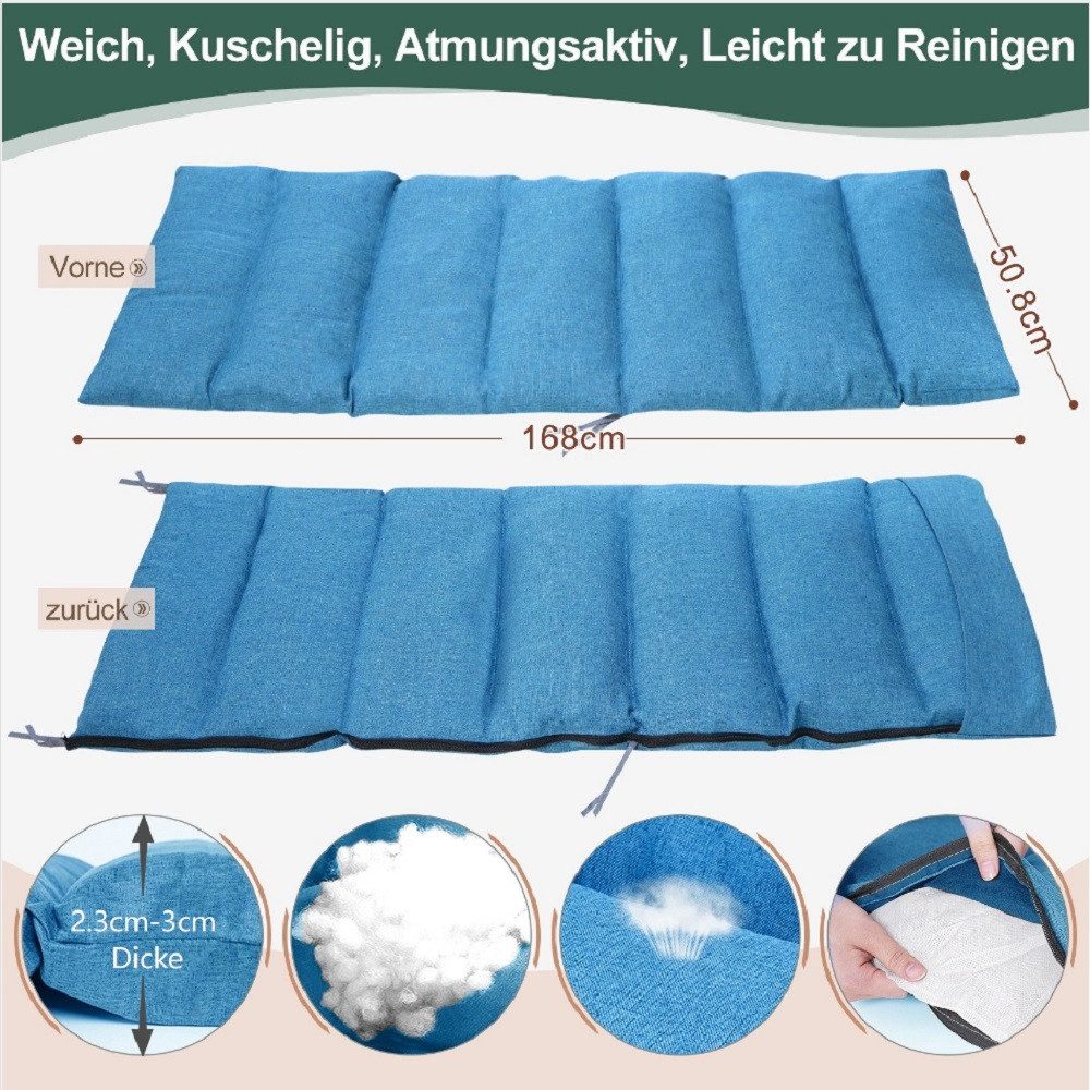 Meulbaty Klappstuhl Klappbar Gartenliege mit Polster Seitentasche, 150 kg Traglast, mit einem dickeren Rahmen und hochwertigen Materialien