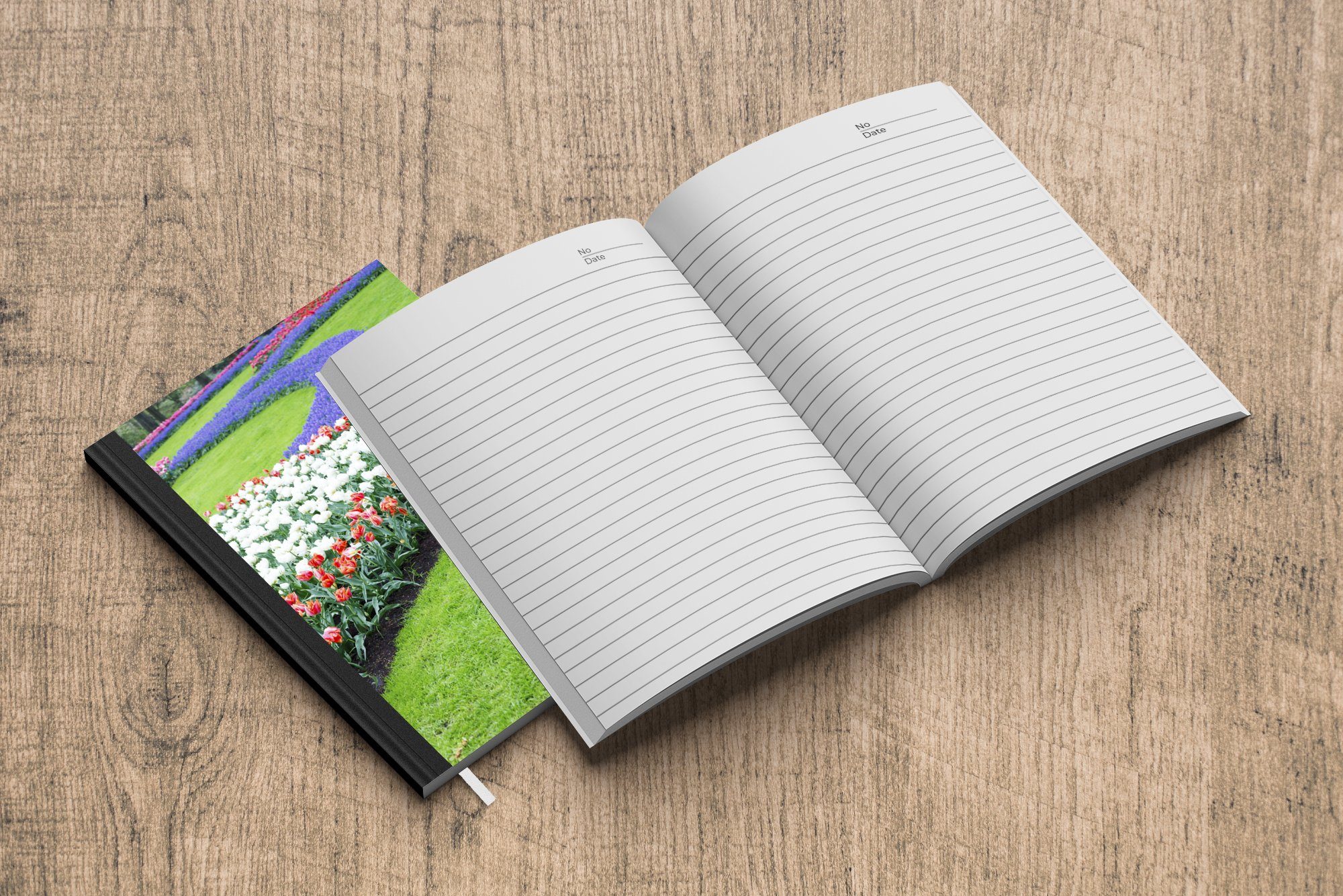 MuchoWow Notizbuch Blumenbeete Haushaltsbuch 98 Journal, Keukenhof A5, auf in Südholland, Notizheft, Seiten, Tagebuch, Merkzettel, dem