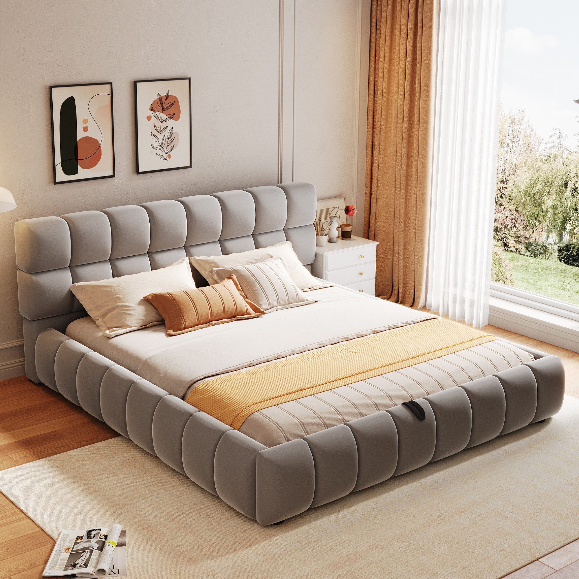 Flieks Polsterbett, Hydraulisches Doppelbett 140x200cm, geeignet für eingeb günstig online kaufen