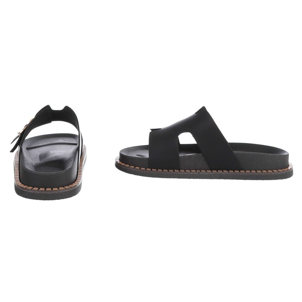 Ital-Design Damen Sandale mit Schnallen und Profilsohle Pantolette (91970965) Flach Pantoletten in Schwarz – Bild 5 von 5
