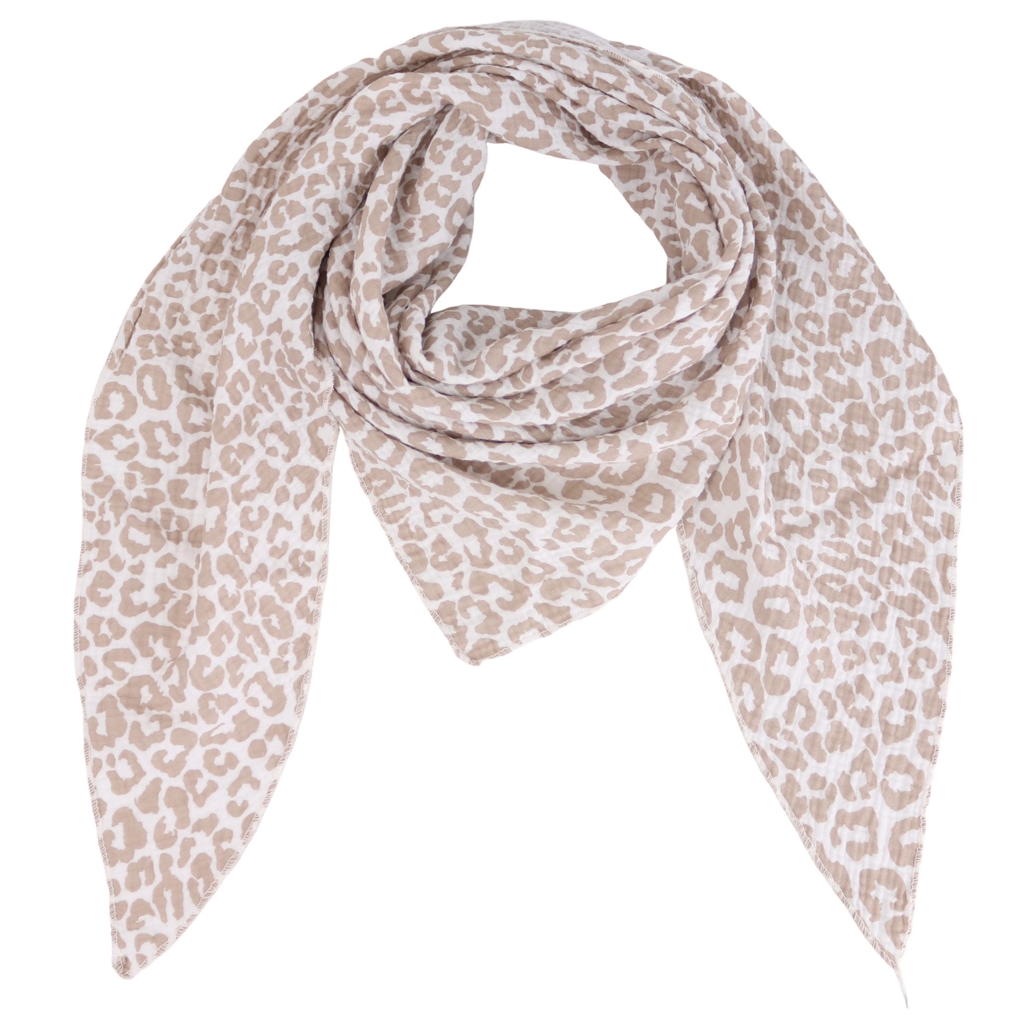 MIRROSI Dreieckstuch Aus Musellin Dreiecksschal ca.195x80 cm, Made in Italy, (leicht, ideal für das ganze Jahr, 100% Baumwolle), in tollen Farben (Leo Muster)