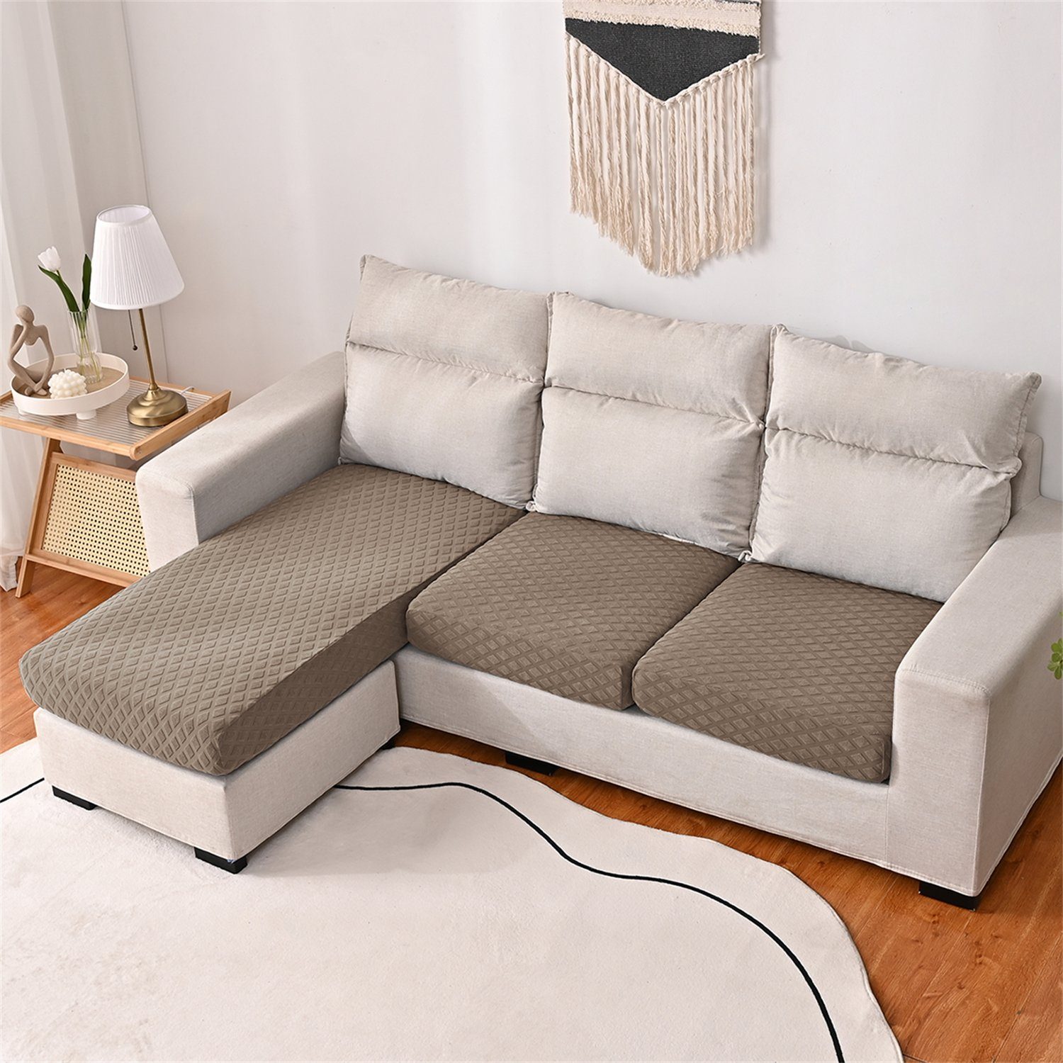 Sofahusse, HOMEIDEAS, wasserfest Braun elastischer Sofa-Sitzbezug 3DMuster mit
