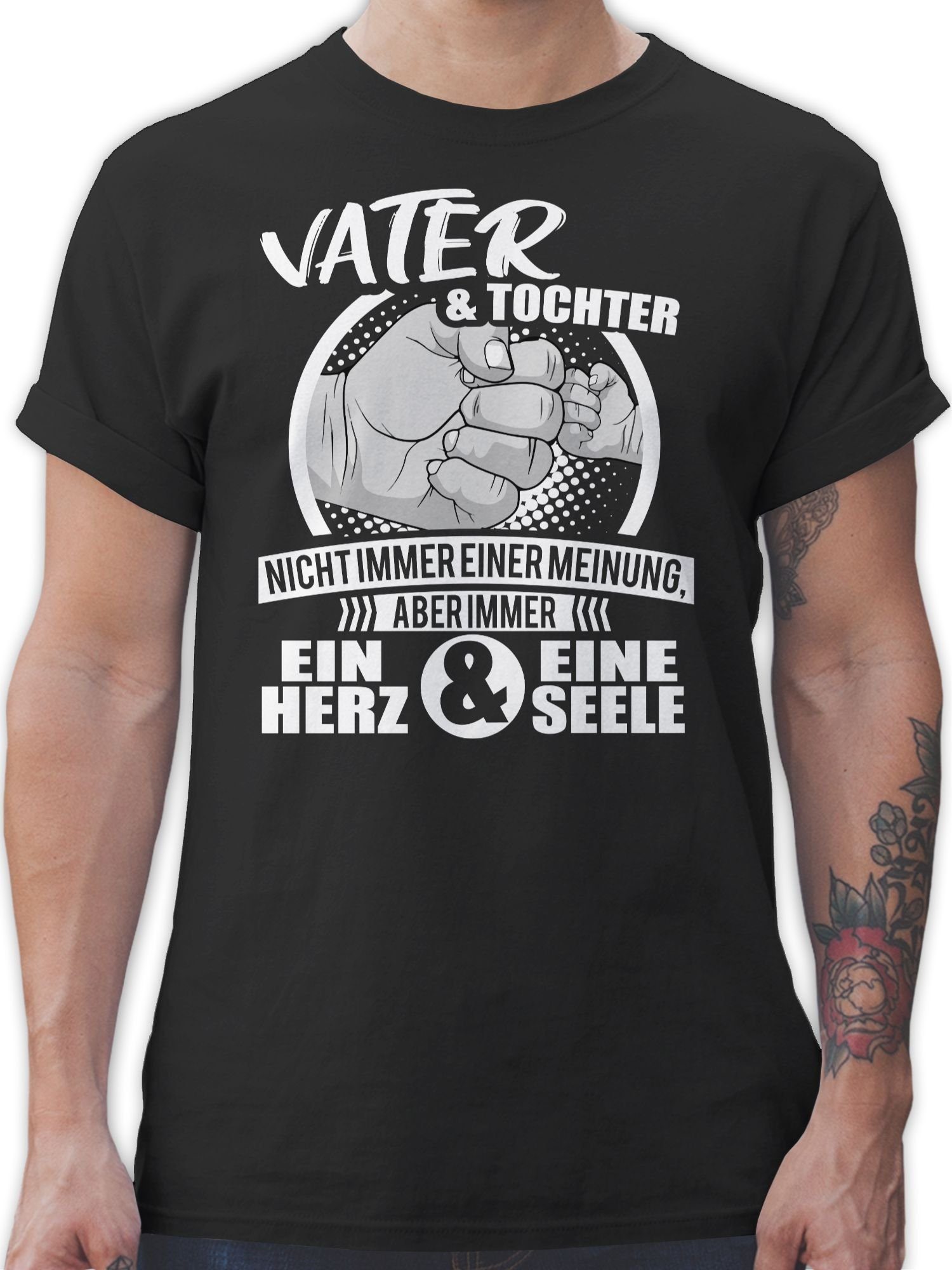 Statement eine mit Papa und Immer Herz Sprüche Schwarz & 1 Shirtracer T-Shirt ein Seele Tochter Spruch