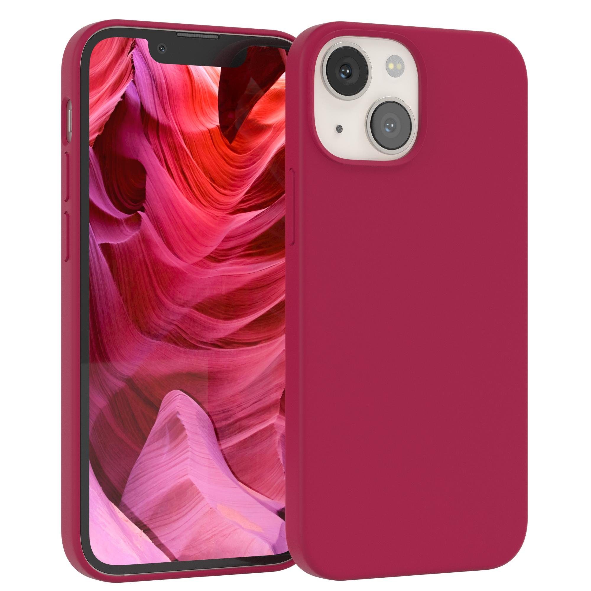 EAZY CASE Handyhülle Premium Silikon Case für Apple iPhone 13 Mini 5,4 Zoll, Hülle Silikon mit Displayschutz Handytasche aus Silikon Rot / Beere