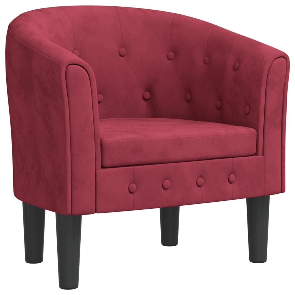 furnicato Cocktailsessel Moderner Clubsessel 70 x 56 x 68 cm in Weinrot mit Samtbezug und (1-St)