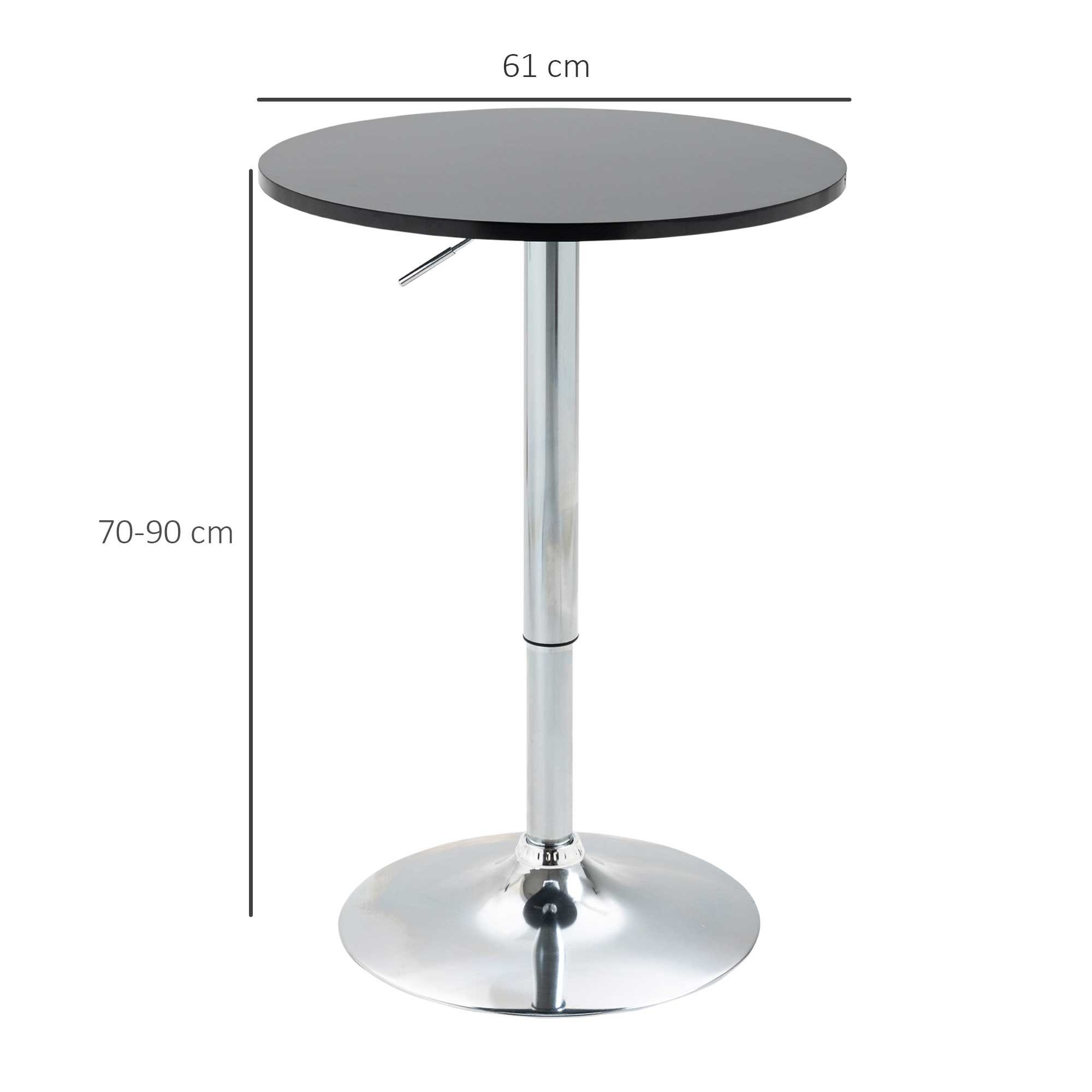 HOMCOM Bartisch höhenverstellbarer Bistrotisch (Bistrotisch, 1-St., Drehtisch), Schwarz Ø61 x 70-90H cm