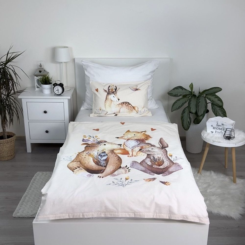 Häßler Homefashion Babybettwäsche animals "woodland" Baby 2tlg. Größe: 100x günstig online kaufen
