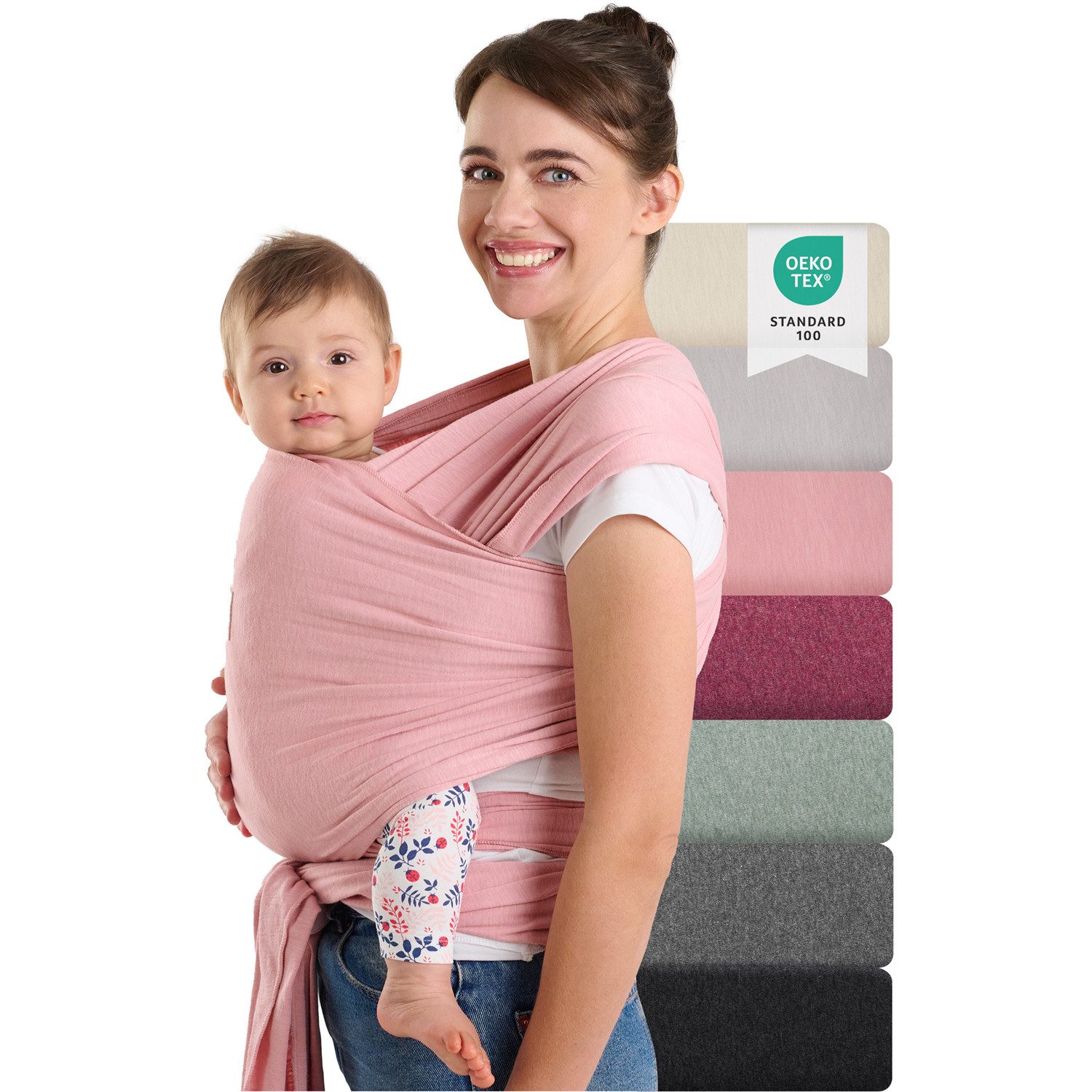 Laleni Tragetuch für Neugeborene bis 15kg - 100% weiche Baumwolle, Babytragetuch aus Baumwolle, OEKO-TEX Zertifiziert, ab Geburt geeignet