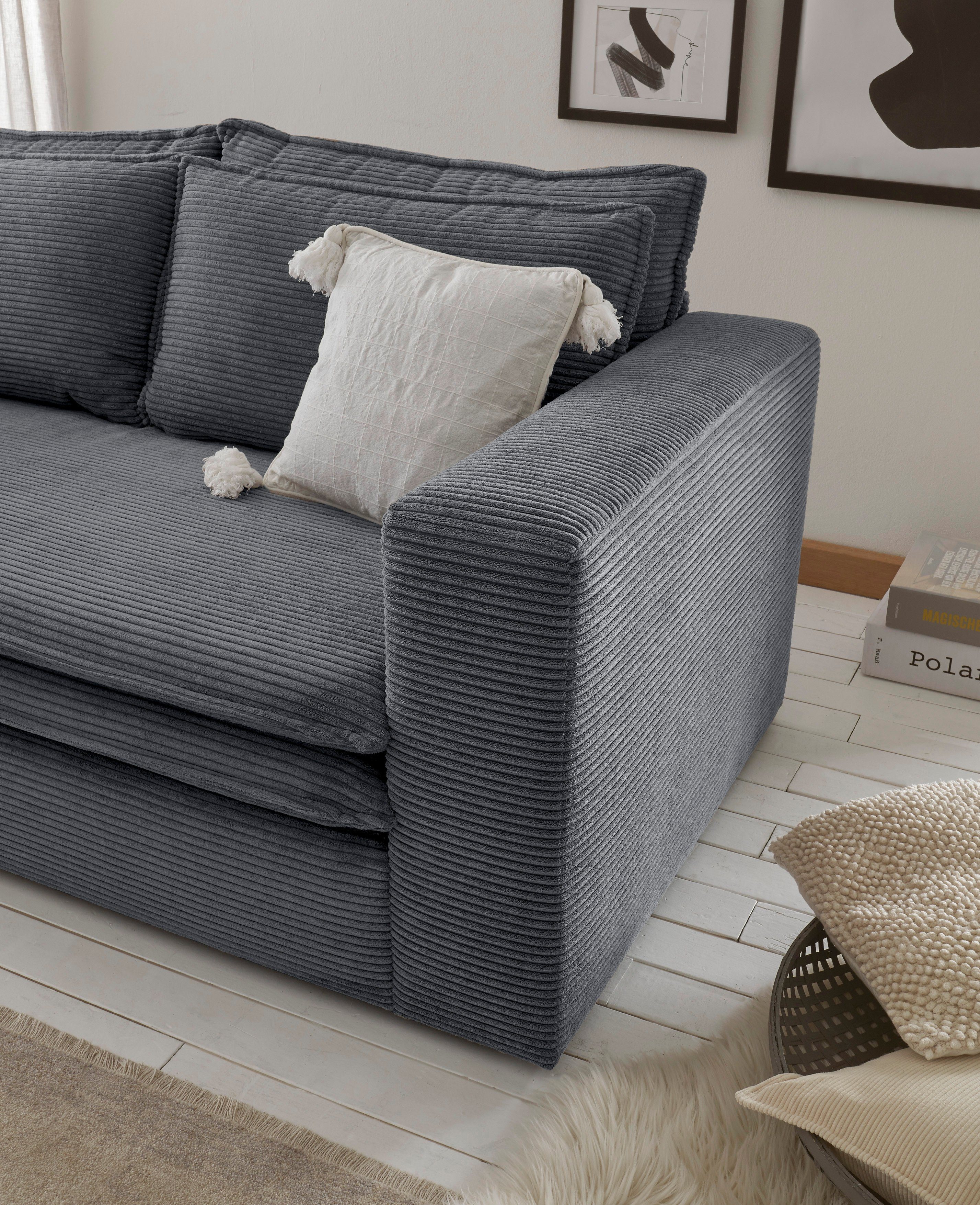 Places of Style Loveseat Hochwertiger Anthrazit Loveseat trendiger PIAGGE, Cord