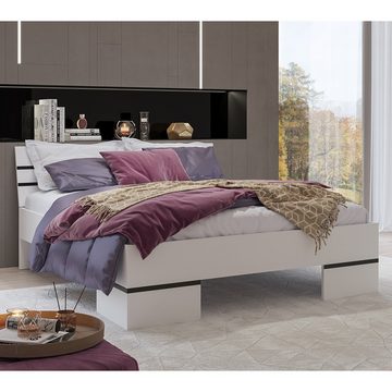 Lomadox Schlafzimmer-Set VALLETTA-83, (Spar-Set, 3-St), Bettanlage mit 160cm Bett und 2 Nachttische, weiß