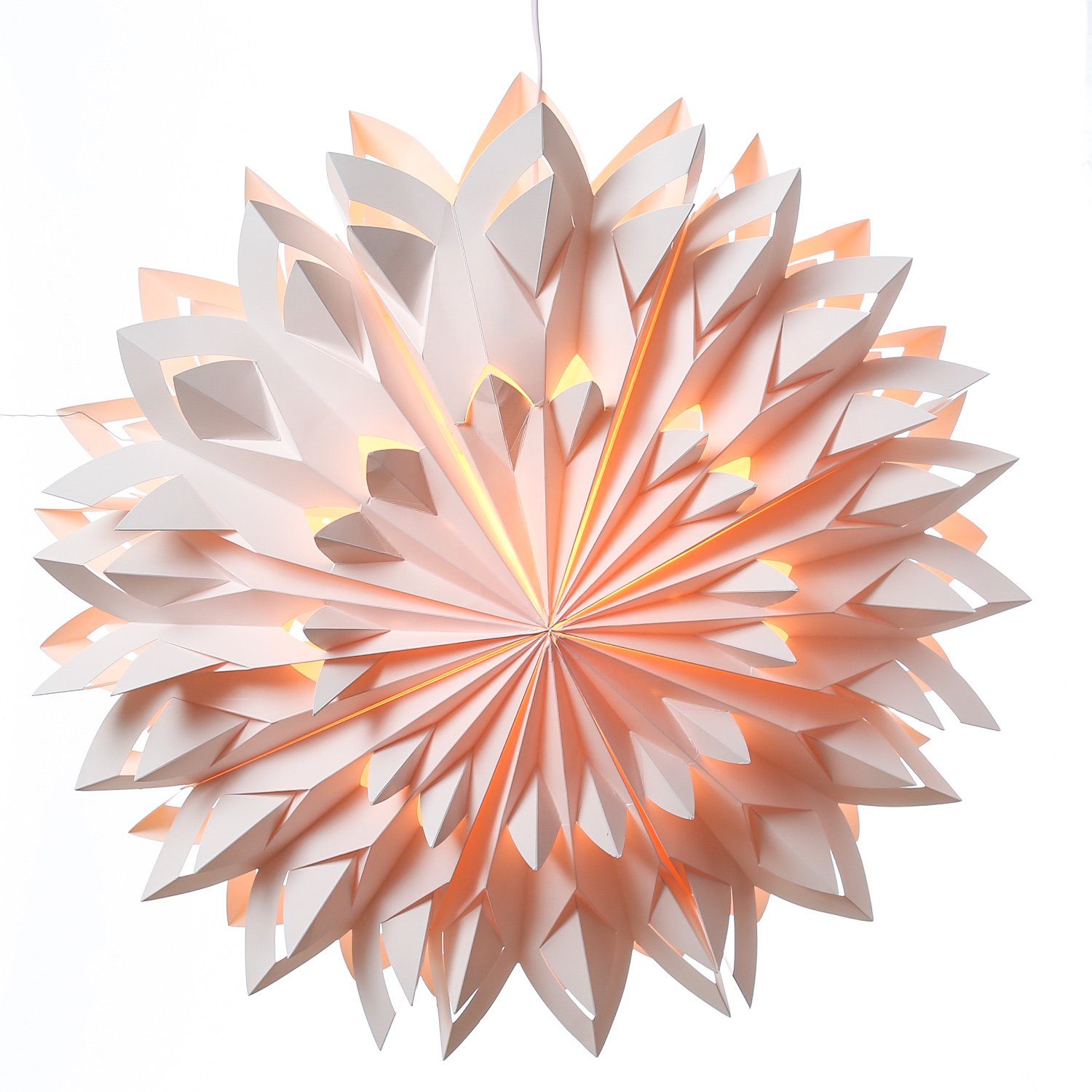MARELIDA LED Stern Papierstern 70cm Leuchtstern Weihnachtsstern Eisblume Faltstern