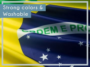 PHENO FLAGS Flagge Brasilien Flagge 90 x 150 cm Brasilianische Fahne Nationalfahne (Hissflagge für Fahnenmast), Inkl. 2 Messing Ösen