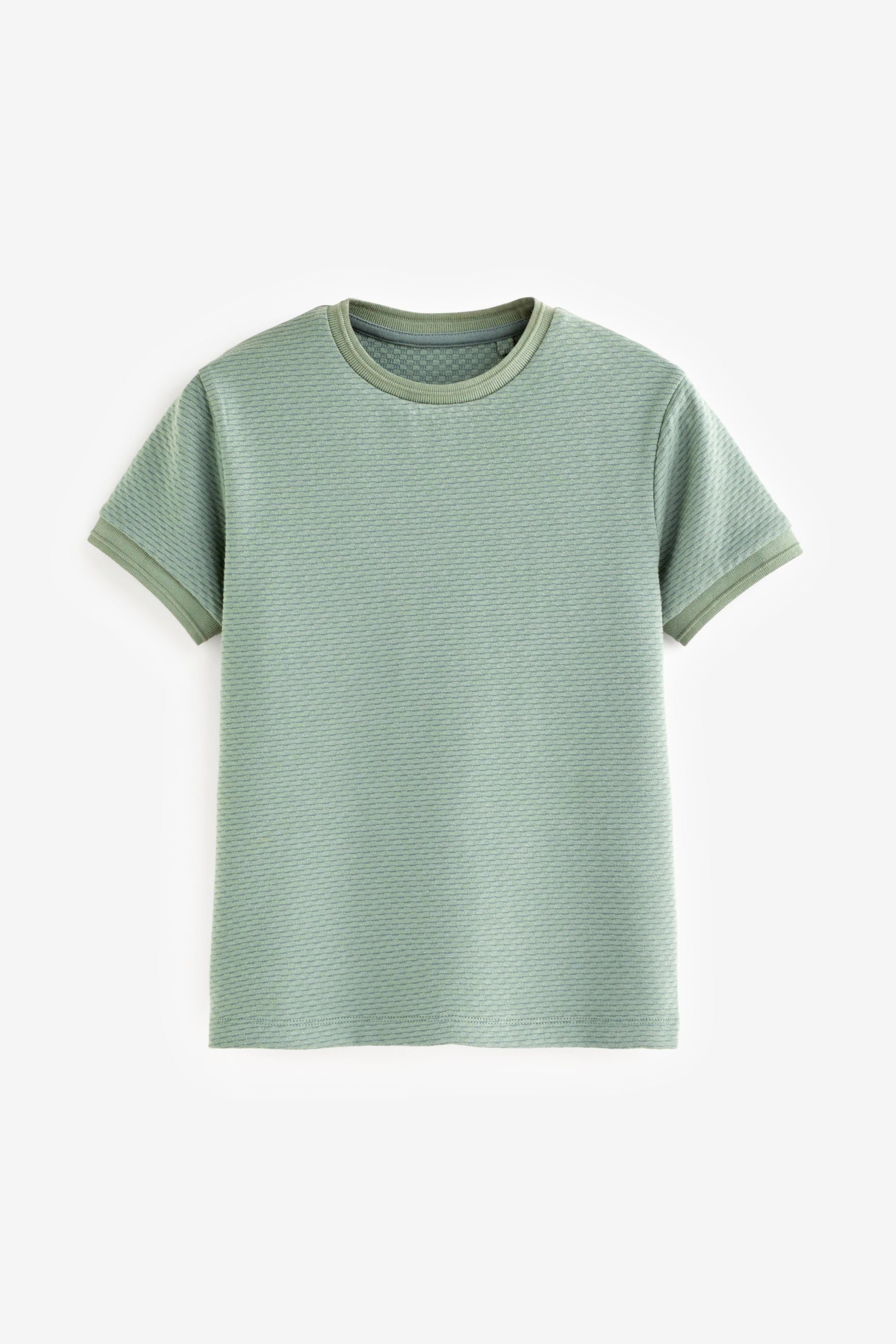 Next T-Shirt Strukturiertes Kurzarm-T-Shirt (1-tlg) Mineral Green