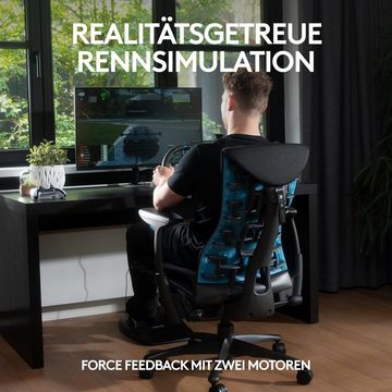 Logitech Gaming Rennlenkrad,900° Lenkbereich, Racing Leder-Lenkrad Gaming-Lenkrad (mit Pedale und Shifter, schalten, Gaming Konsole, 2 St., Gaming Lenkrad, für Pc,Ps4,Ps5,Xbox,Switch)