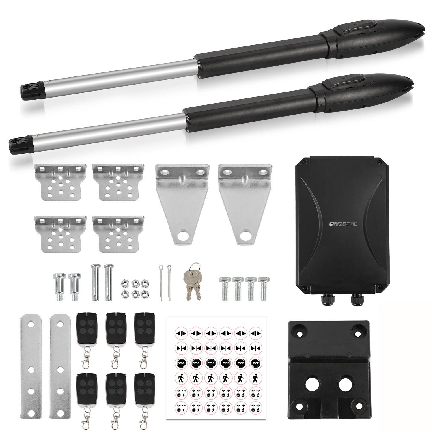 Clanmacy Schiebetorantrieb Drehtorantrieb Toröffner Set 300kgx2 Zahnstange Schiebetorantrieb, (IP44 wasserdicht, mit 2 orangen Schlüssel und 6 Fernbedienung), Betriebene Türen Железные изделия