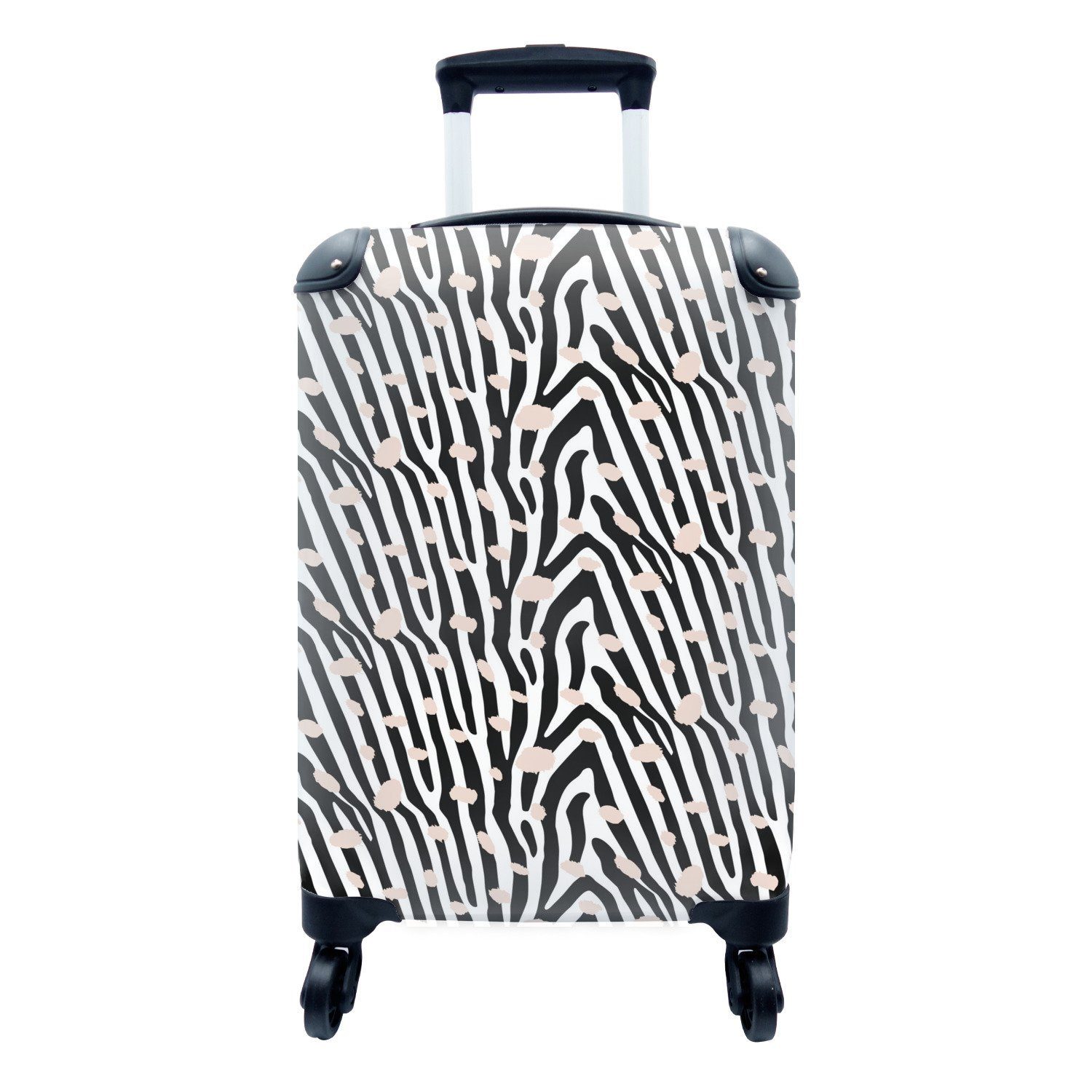 MuchoWow Handgepäckkoffer Druck - Safari - Rosa - Zebra, 4 Rollen, Reisetasche mit rollen, Handgepäck für Ferien, Trolley, Reisekoffer