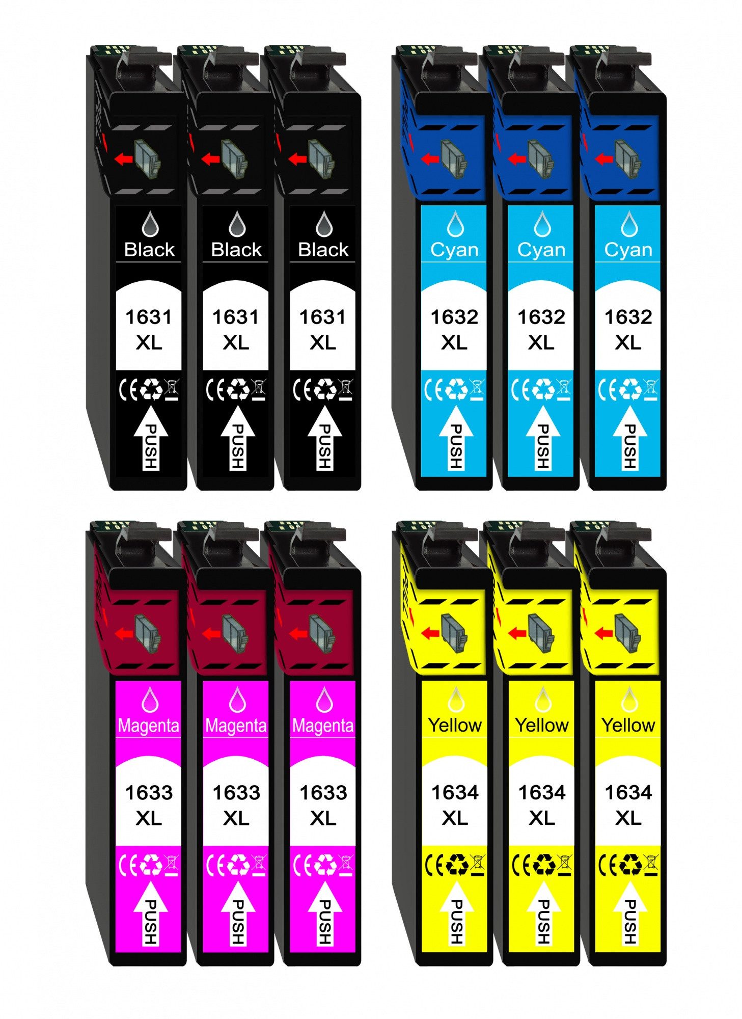12er Pack Druckerpatronen 16 16XL kompatibel mit Epson WF-2650 Tintenpatrone