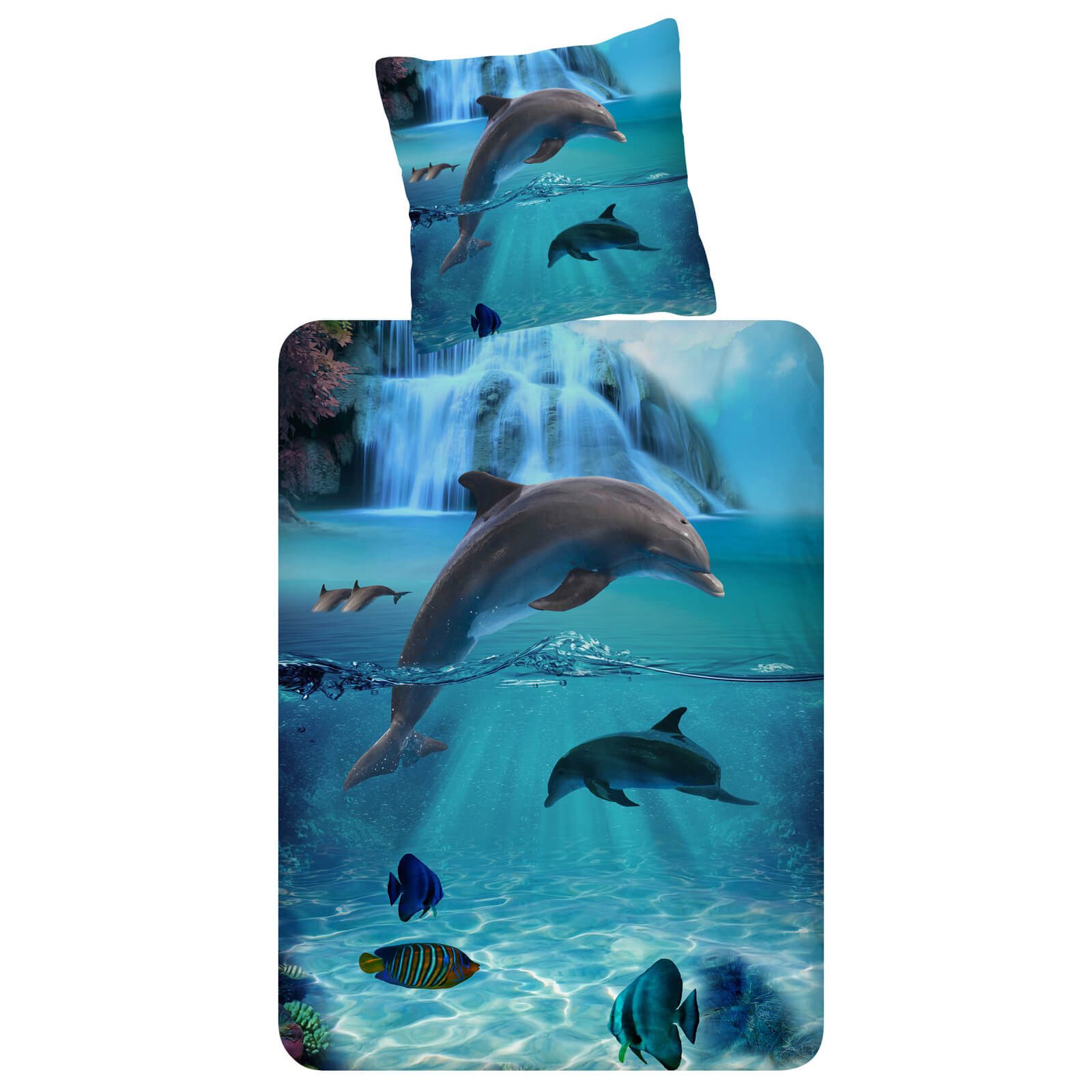 ESPiCO Kinderbettwäsche Delfine Trendy Bedding, Baumwolle, 2 teilig, Ozean, Fische