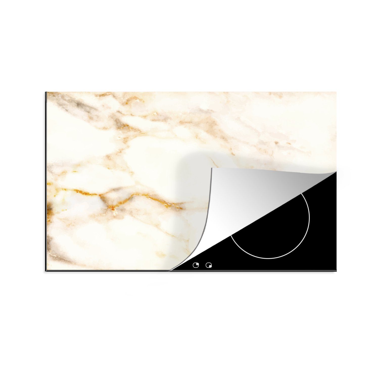 - Schutz (1 tlg), Vinyl, Ceranfeldabdeckung - MuchoWow Marmor die Muster küche, cm, 81x52 für Induktionskochfeld Weiß, Herdblende-/Abdeckplatte