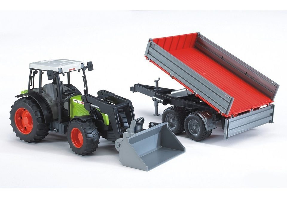 Bruder® Spielzeug-Traktor Claas Nectis 267F, mit Frontlader und  Bordwandanhänger, Kippanhänger, Grün/Rot