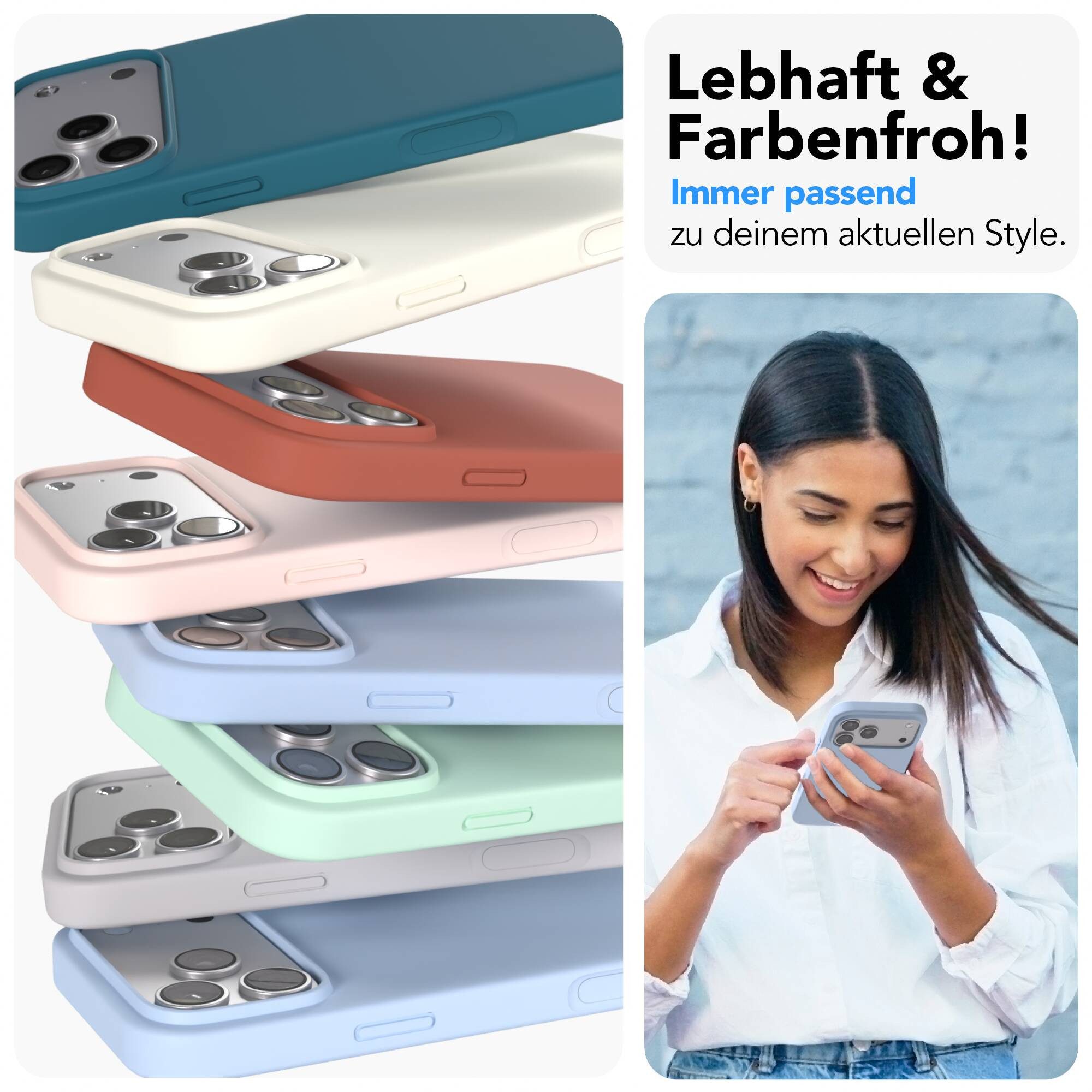 EAZY CASE Handyhülle für Apple iPhone 17 Pro Max Hülle Silikon 6,9 Zoll, Bumper Case MagSafe Matt Slimcover Silikonschutzhülle Hellblau – Bild 2 von 5