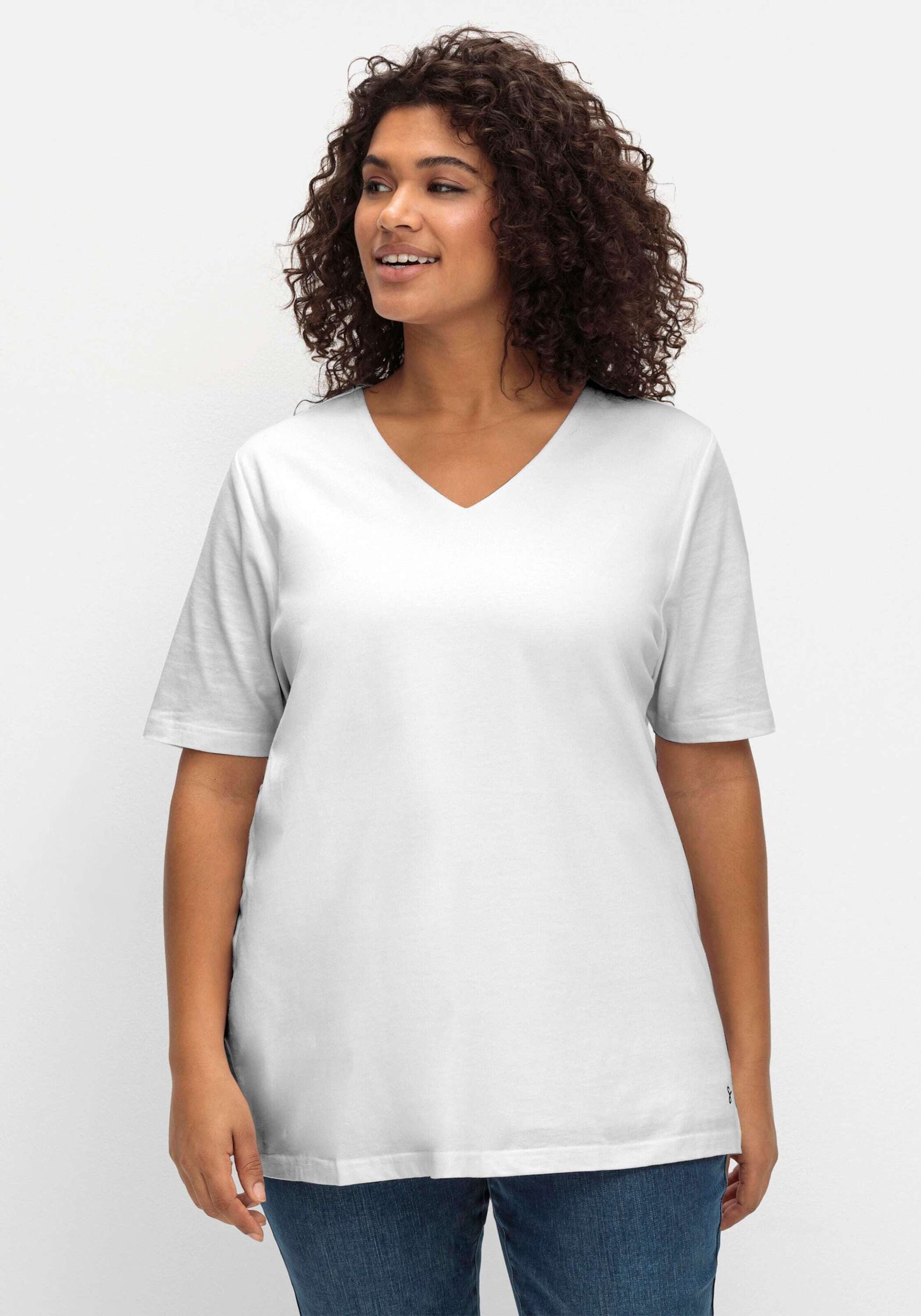 Sheego T-Shirt T-Shirt Kurzarm mit doppellagigem Vorderteil günstig online kaufen