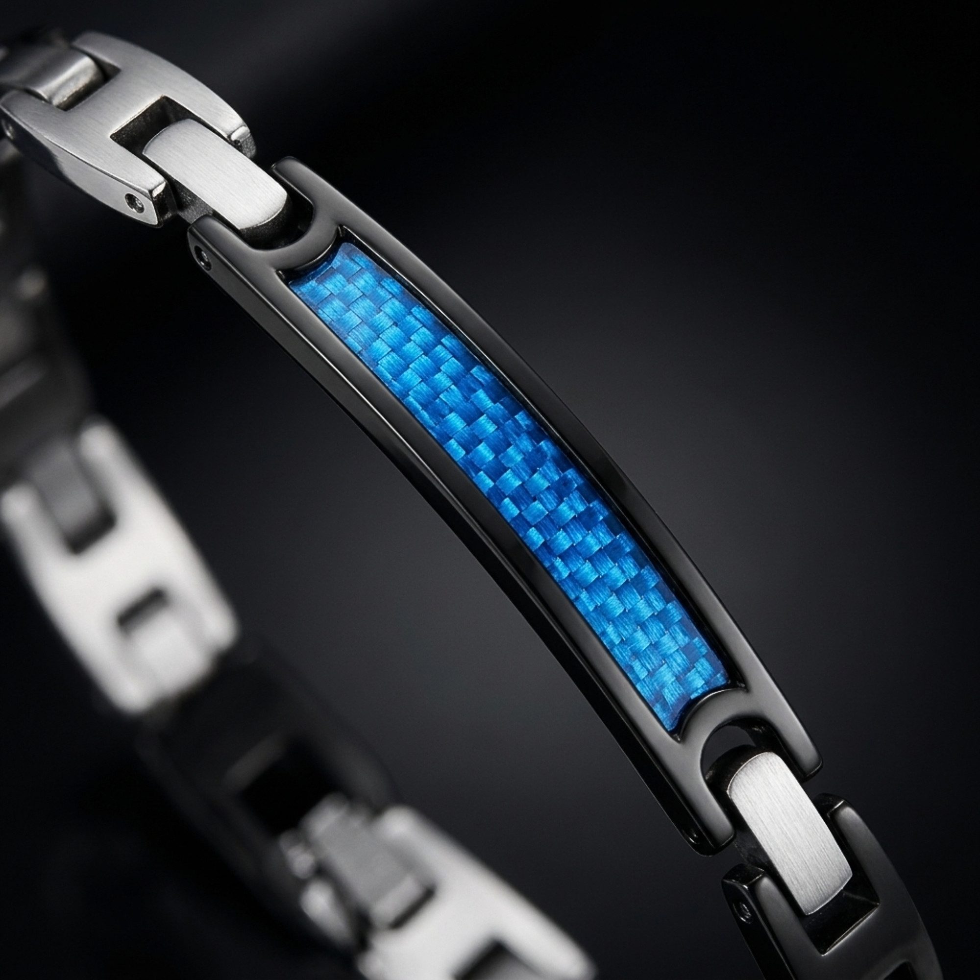 UNIQAL.de Edelstahlarmband Unisex AZZURO CARBONFASER BLAU - mit italienischem Premium-Charakter (sportlicher Carbon-Look mit intensiver Farbwirkung, inkl. hochwertiger Schmuckverpackung), wasserbeständig, hautfreundlich und flexibel verstellbar