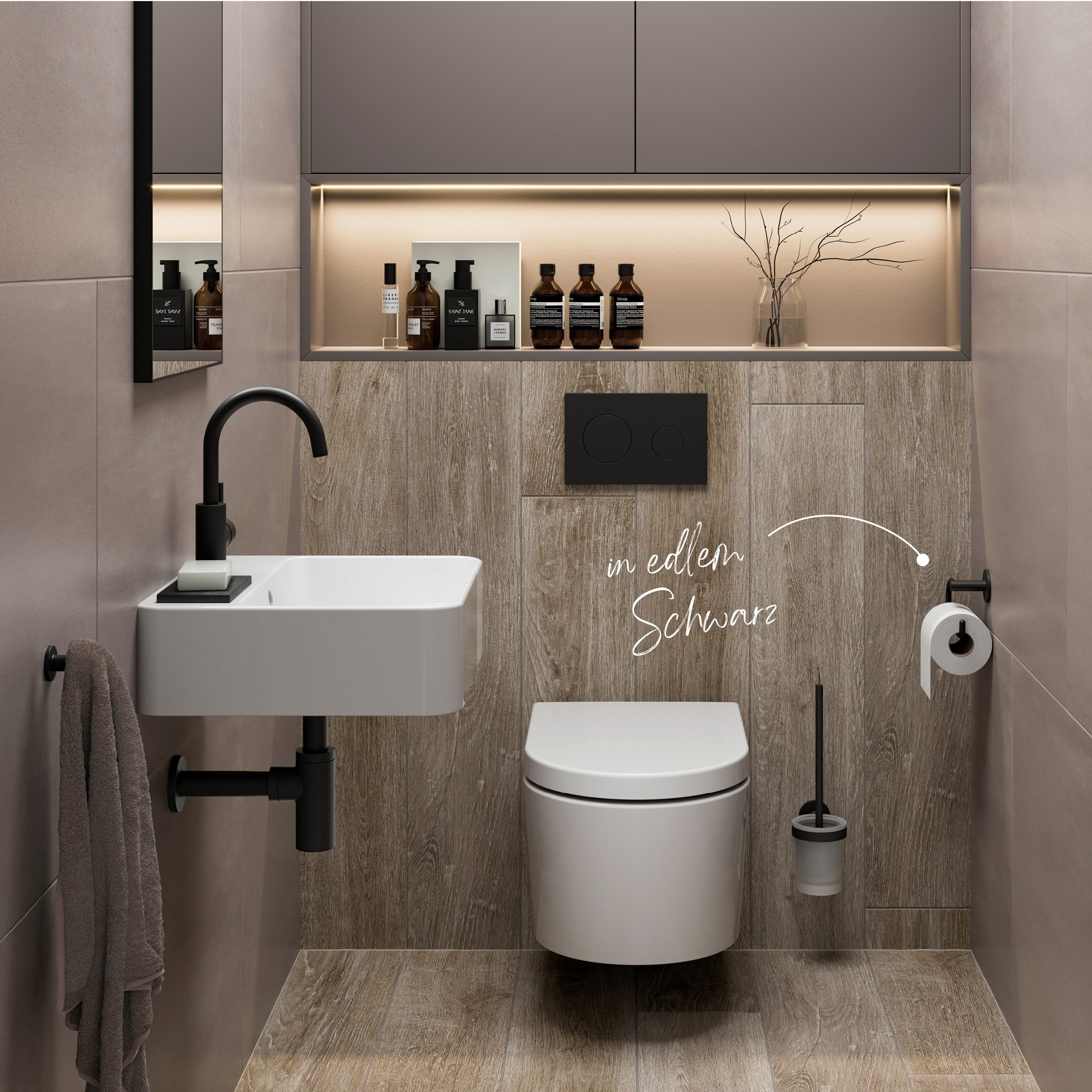 Lenz Badaccessoire-Set HYGGE, 4-teilig, Set mit runden Handtuchhaken günstig online kaufen