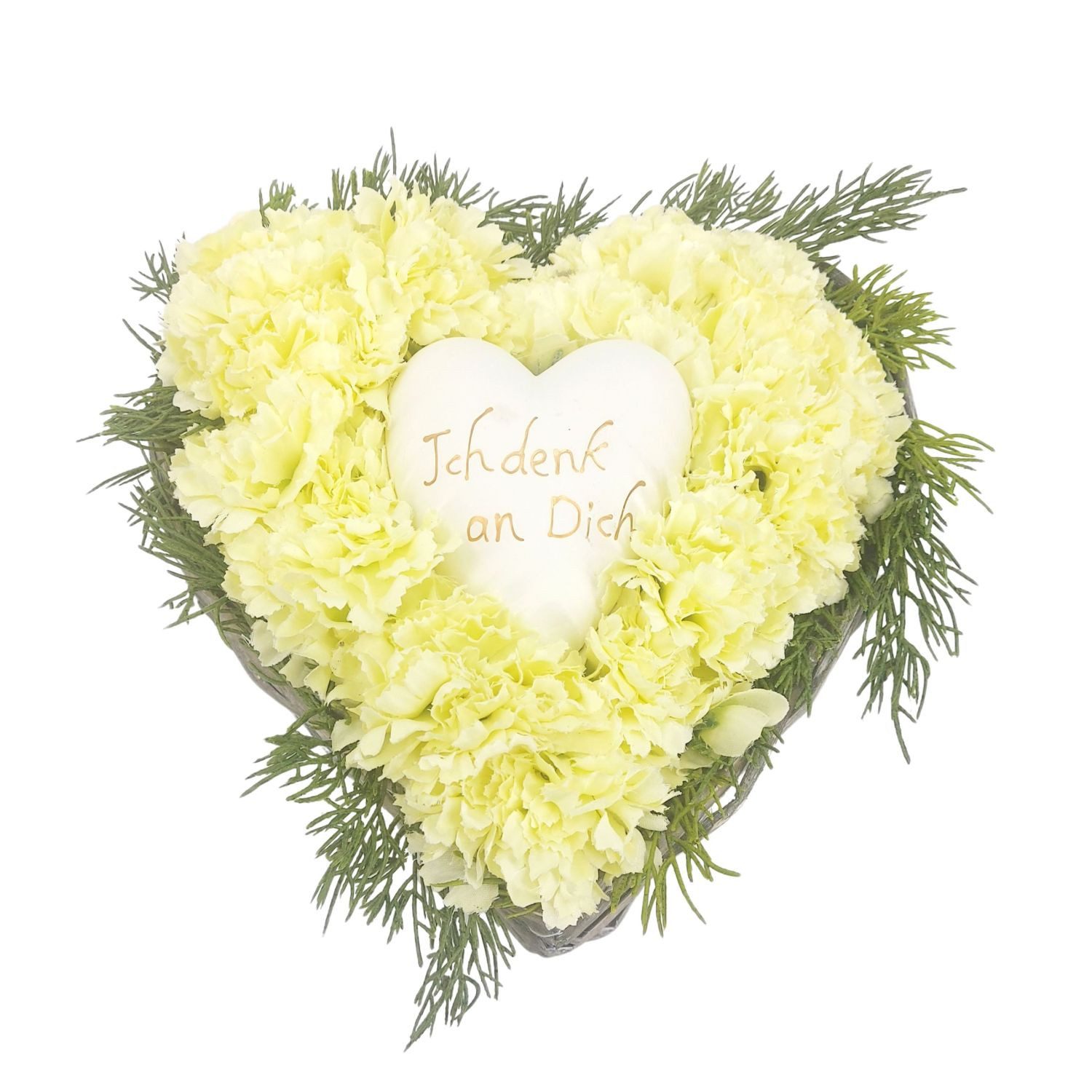Gestecke Grabschmuck, CreaFlor Home, Höhe 13 cm, wetterfest, Creme, Herz, H: 13cm