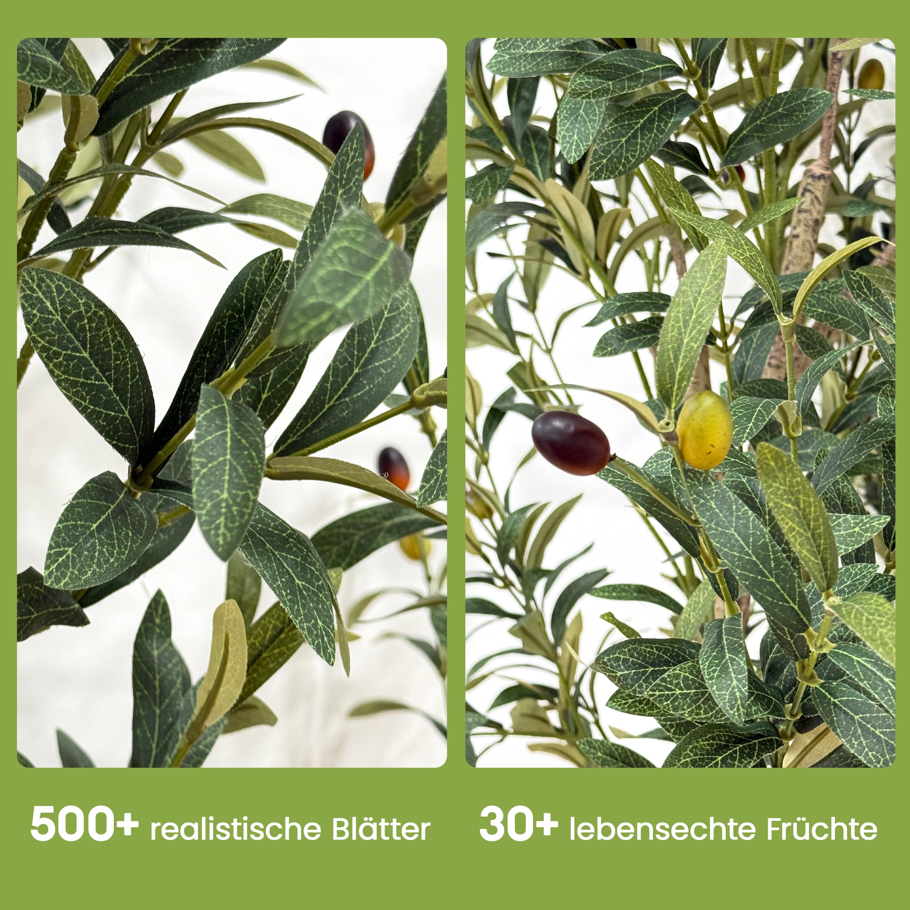 Kunstbaum Künstliche Olivenbaum Kunststoffpflanzen Dekopflanzen, Ribelli, Höhe 120 cm, für Zuhause, Wohnzimmer, Schlafzimmer, Garten, 120/150/180cm