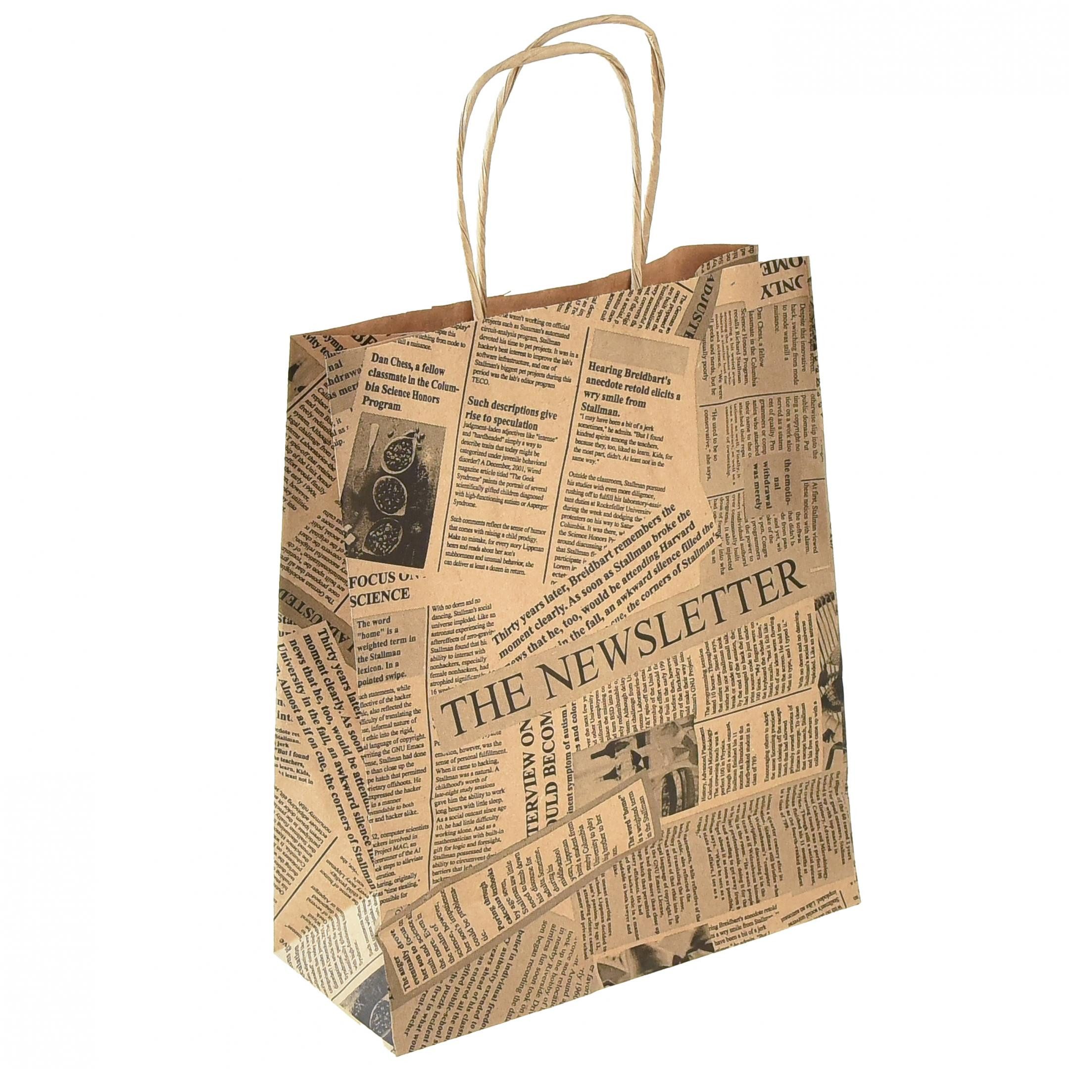 Florists Products Tragetasche Papiertragetaschen "Zeitungs-Design" - Umweltfreundliche, 50 Stück