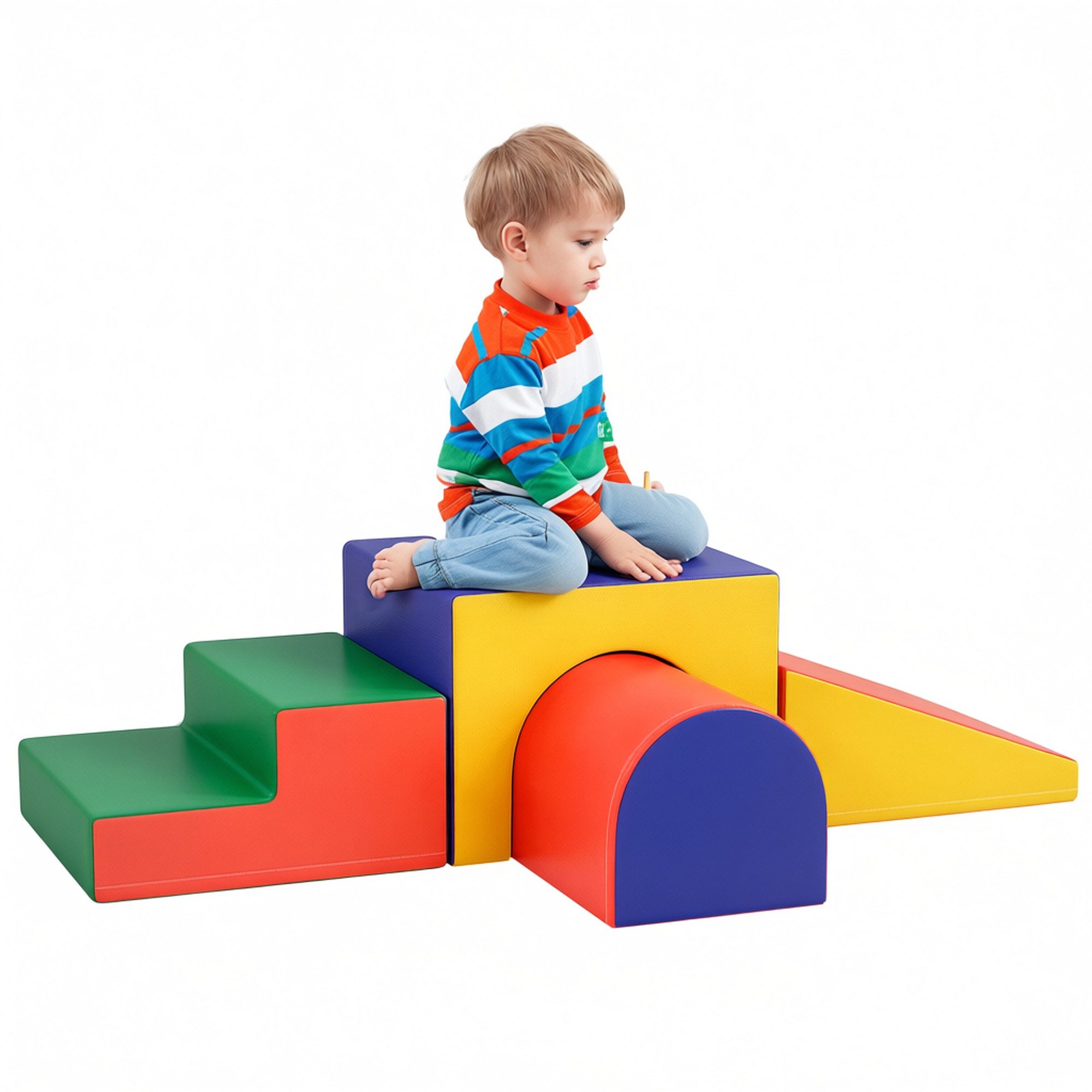 HOMCOM Bauklötze Weiche Bauspielzeug für Baby & Kleinkinder rot Spielbausteine, (Riesenbausteine, 4 St., Bausteinset), für 1-3 Jahre alt Kinder Kunstleder