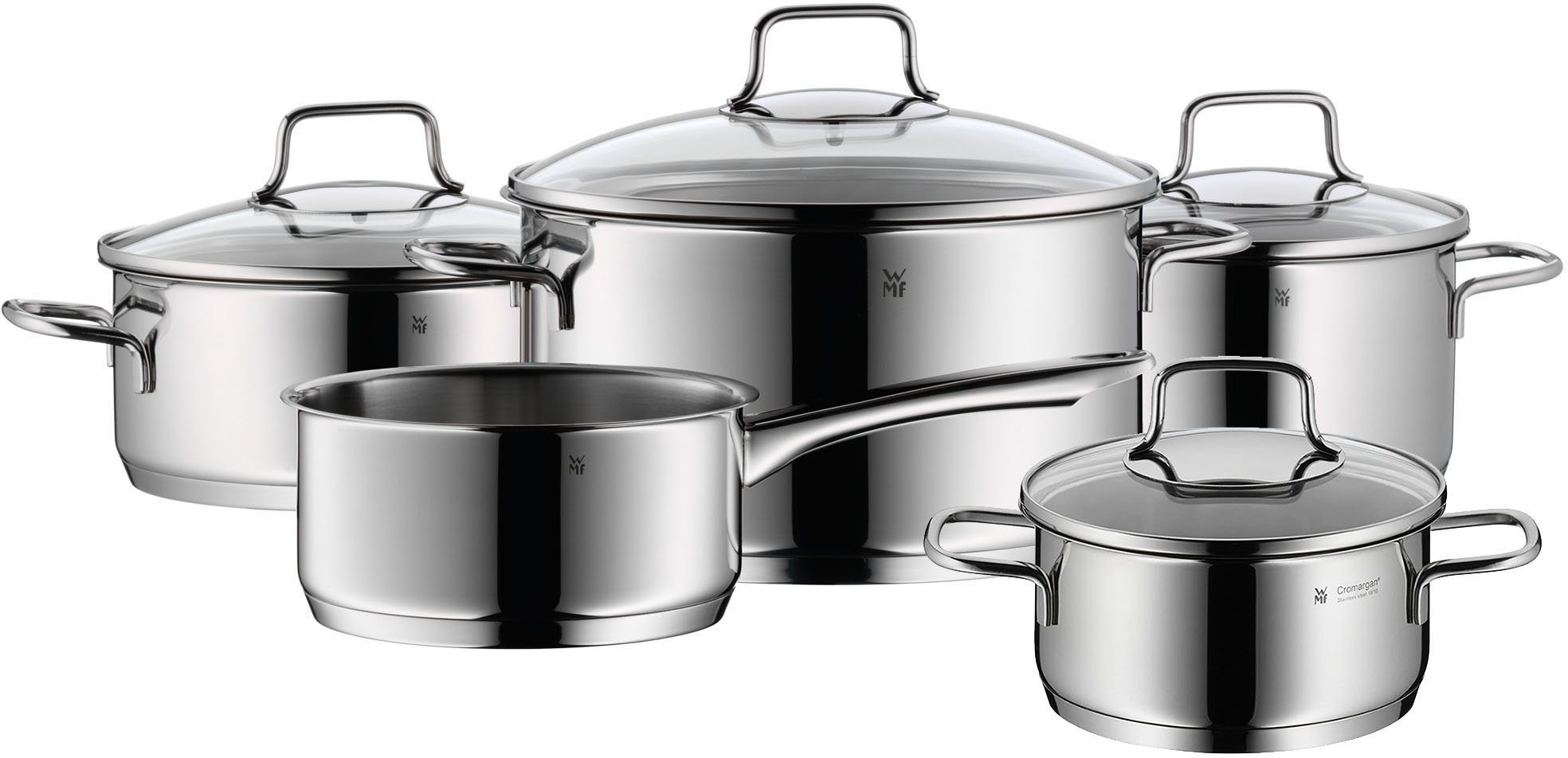 WMF Topf-Set Astoria, Cromargan® Edelstahl Rostfrei 18/10 (Set, 9-tlg), Induktion | Topfsets