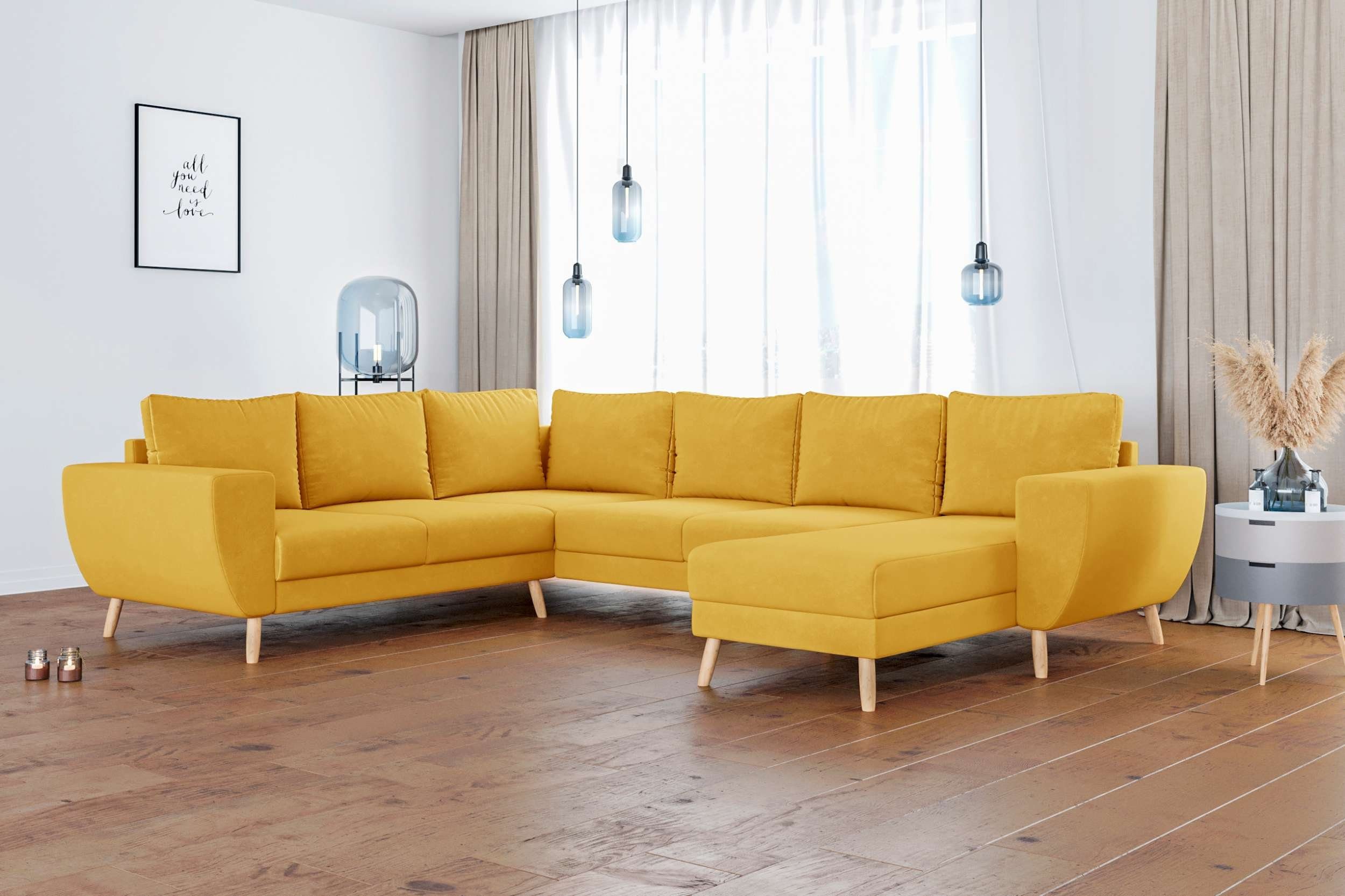 Stylefy Wohnlandschaft Apollo, Sofa, U-Form, mane links oder rechts bestellbar, frei im Raum stellbar, Modern Design, mit Wellenfederung