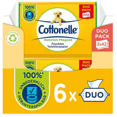 Cottonelle® Toilettenpapier Feuchtes Toilettenpapier, Kamille & Aloe Vera, 6x Duo, Feuchttücher (Vorratspackung 6 x 84 Tücher), Toilettentücher
