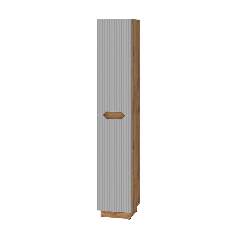 Vicco Hochschrank Lotta, Eiche/grau gestreift, 33 x 186 cm mit 2 Türen (1-St)