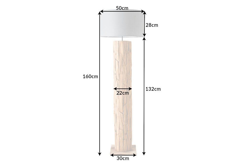 ROOTS · Massivholz Handarbeit · · Stehlampe Leinen 180cm Wohnzimmer Maritim riess-ambiente ohne Leuchtmittel, grau, ·