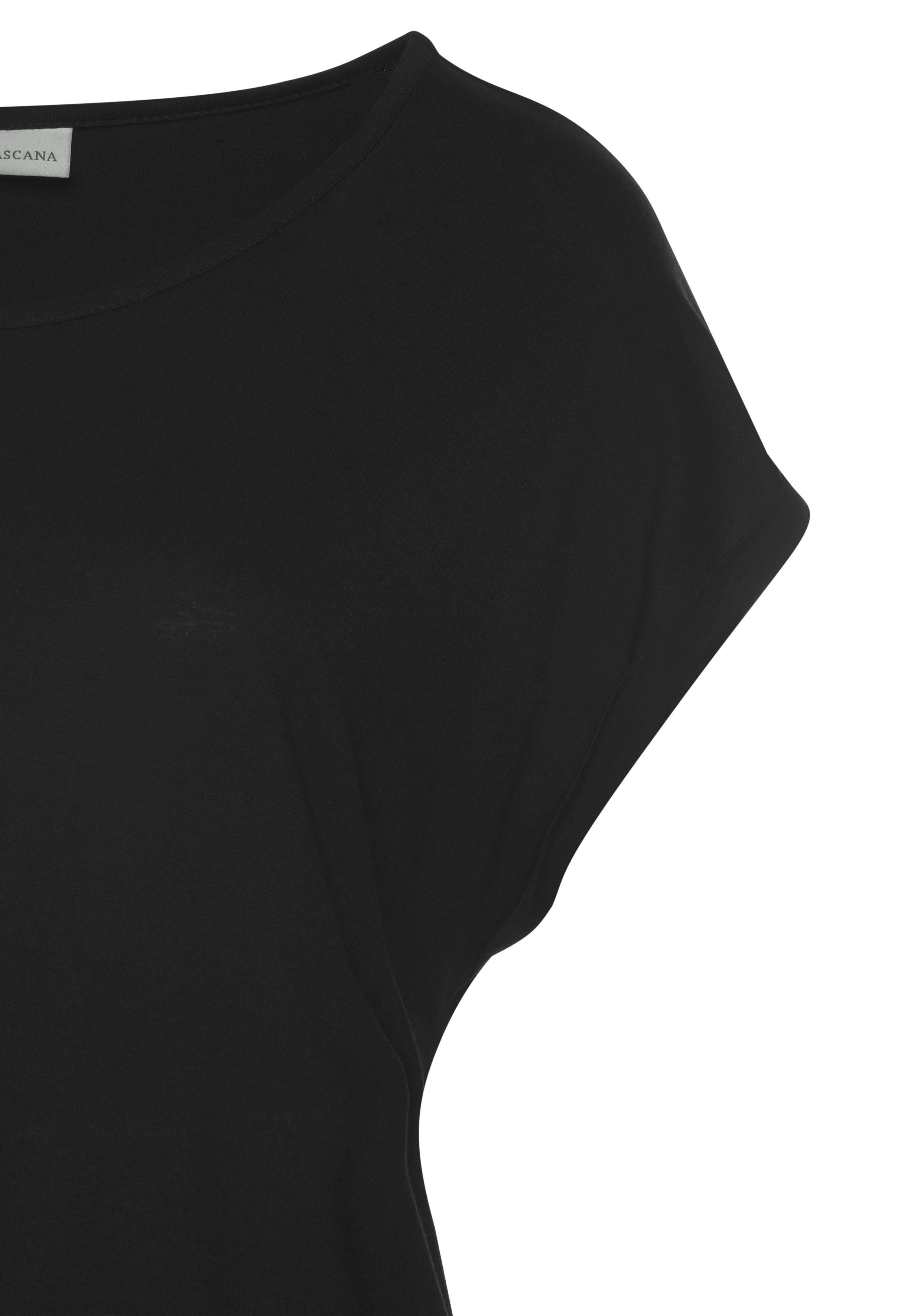 LASCANA Kurzarmshirt mit Rundhalsausschnitt, Jerseyware, Ärmelaufschlag, Basic – Bild 5 von 5
