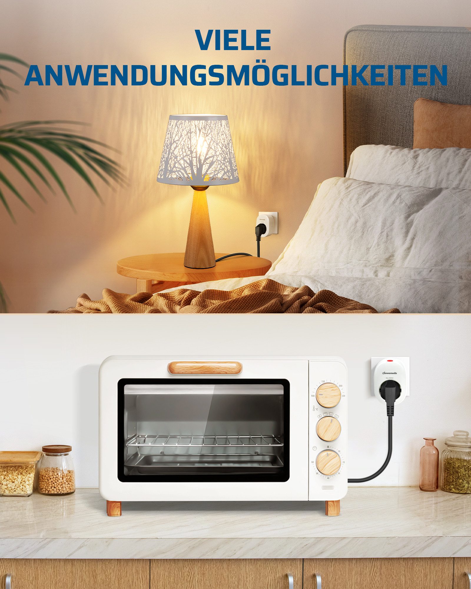 DEWENWILS Funksteckdose mit Fernbedienung, max. 3680 W, 2-St., 1 Steckdose + 2 Fernbedieungen, 30M Reichweite – Bild 4 von 5