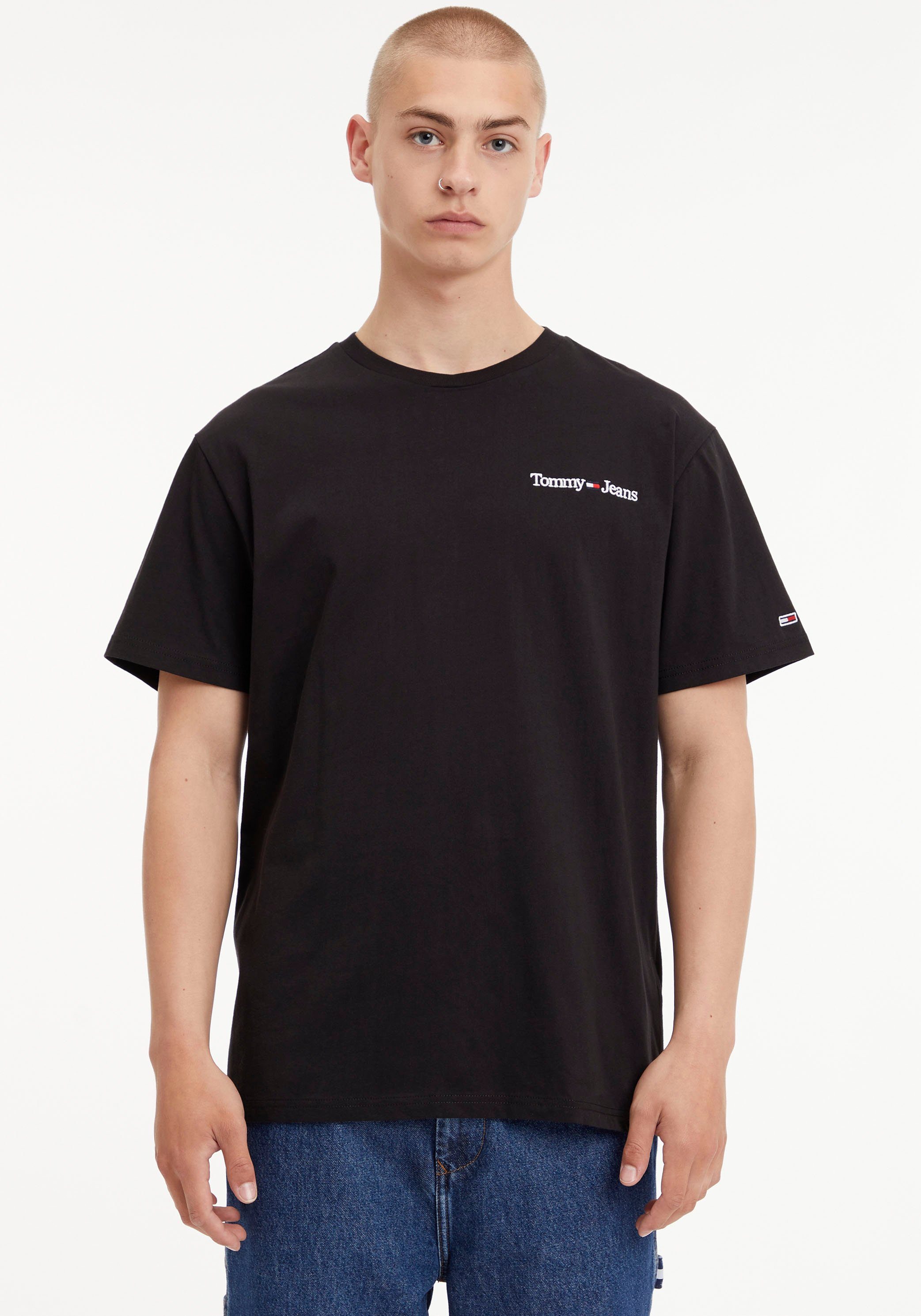 Tommy Jeans T-Shirt TJM CLSC LINEAR CHEST TEE mit Rundhalsausschnitt Black