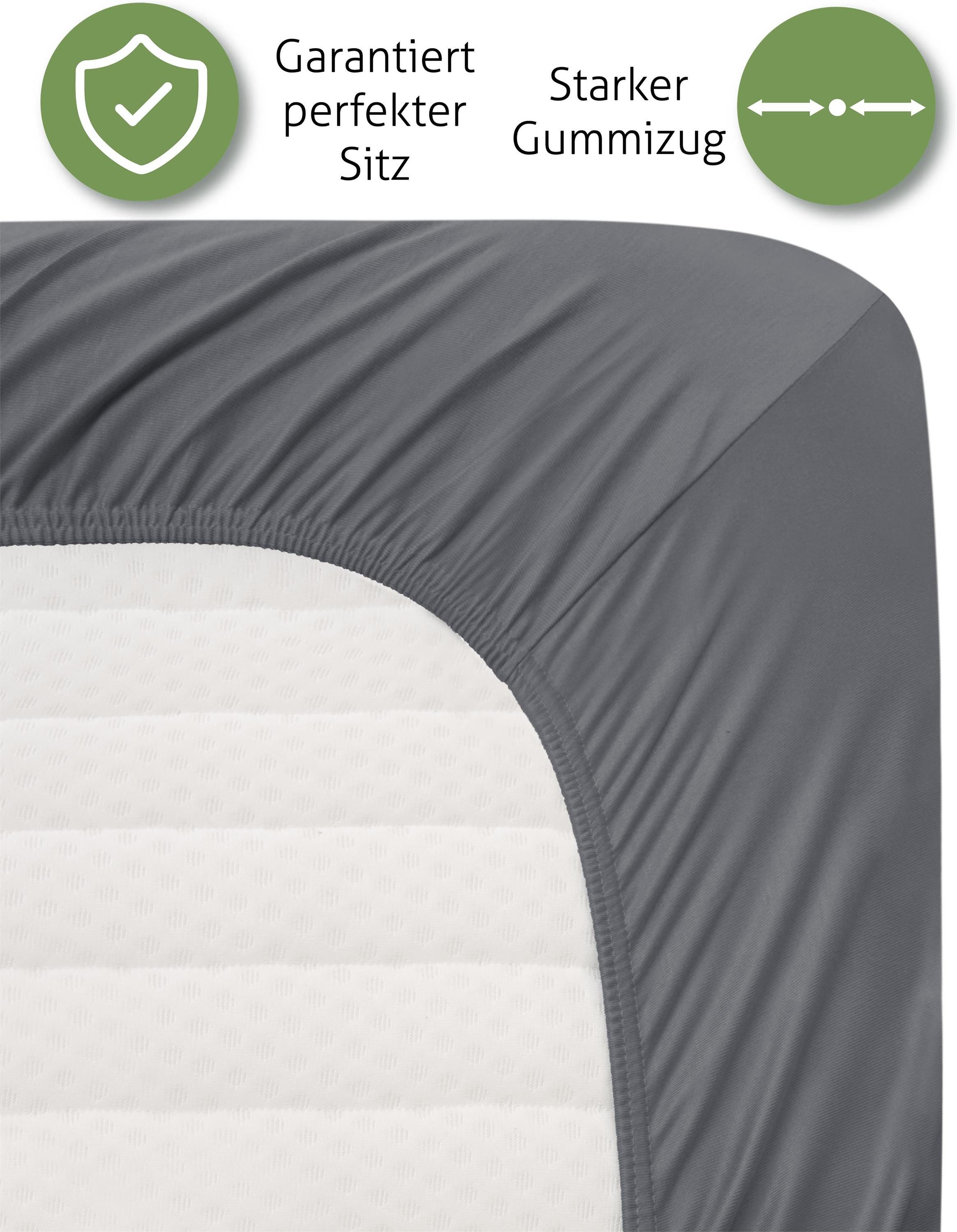 Aspero Spannbettlaken Spannbetttuch, Interlock, Gummizug: rundum, günstig online kaufen
