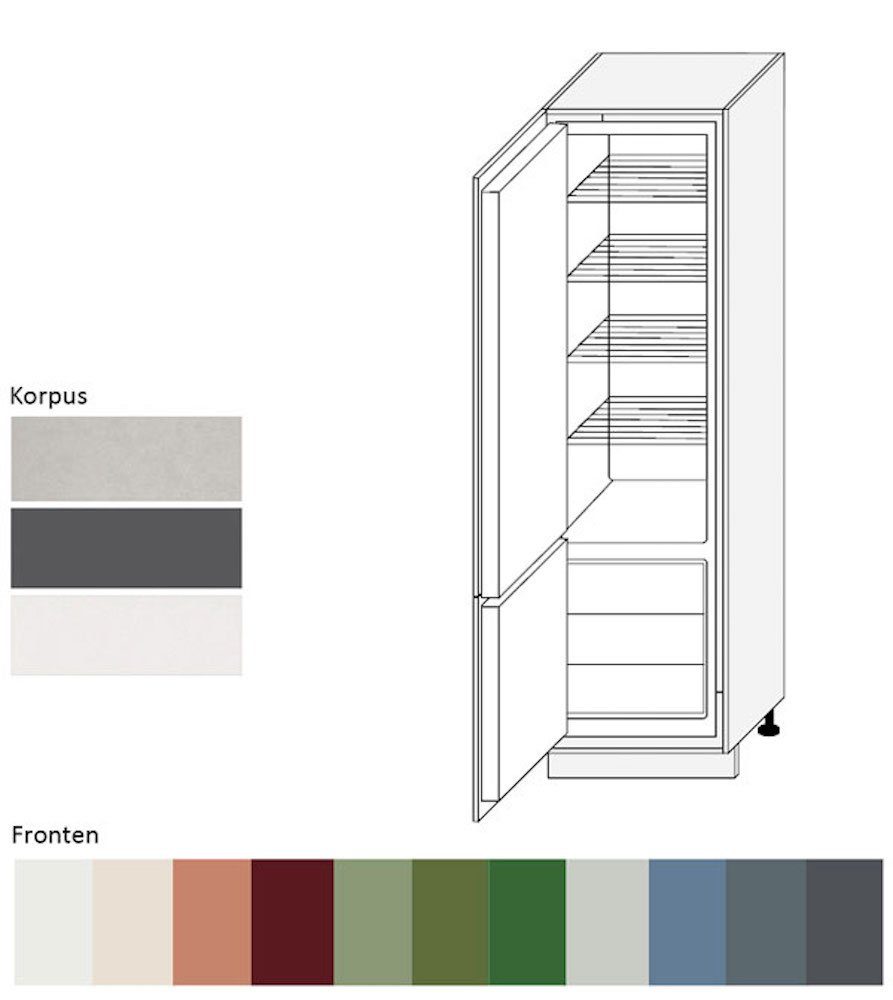 3012 Feldmann-Wohnen wählbar und RAL beigerot Hochglanz Florence Korpusfarbe Kühlumbauschrank 60cm Ausführung (Florence) Front-, 2-türig grifflos